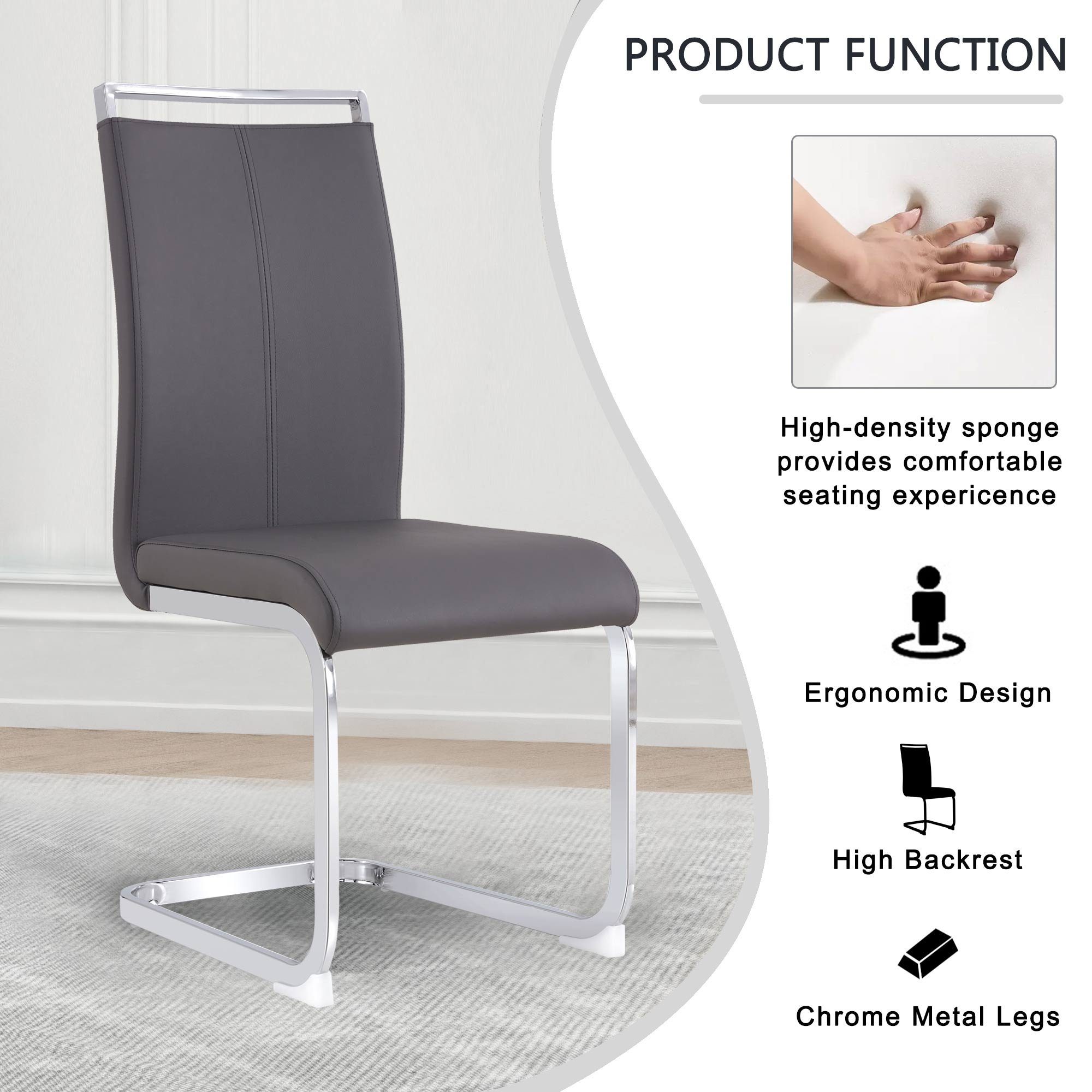 Merax Freischwinger (4 St), Schwingstuhl Esszimmerstuhl,4er Set,Polsterstuh günstig online kaufen