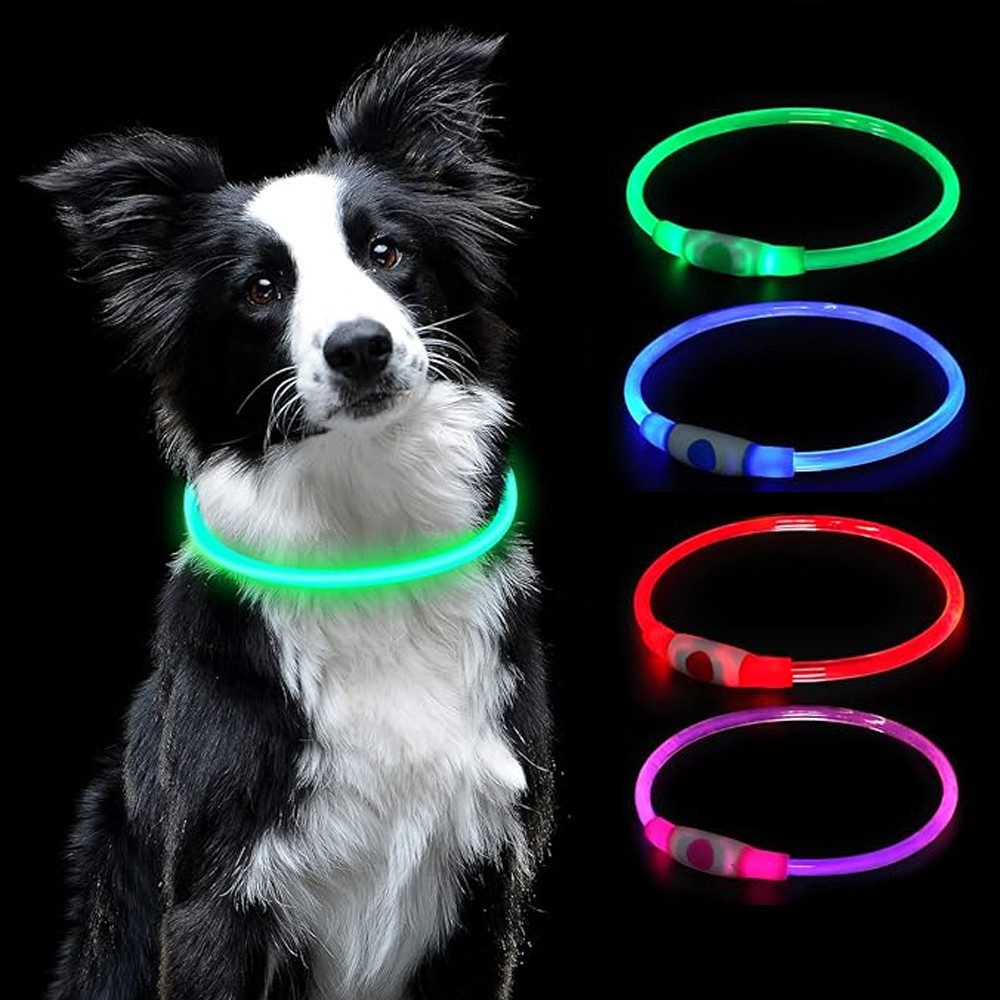 zggzerg Tier-Halsband Leuchthalsband Hund,Halsband Leuchtend Aufladbar mit 3Beleuchtungsmodi
