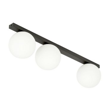 Licht-Erlebnisse Deckenleuchte IRENE, ohne Leuchtmittel, Glas Metall Schwarz Weiß E14 3-flammig Kugelschirm Modern