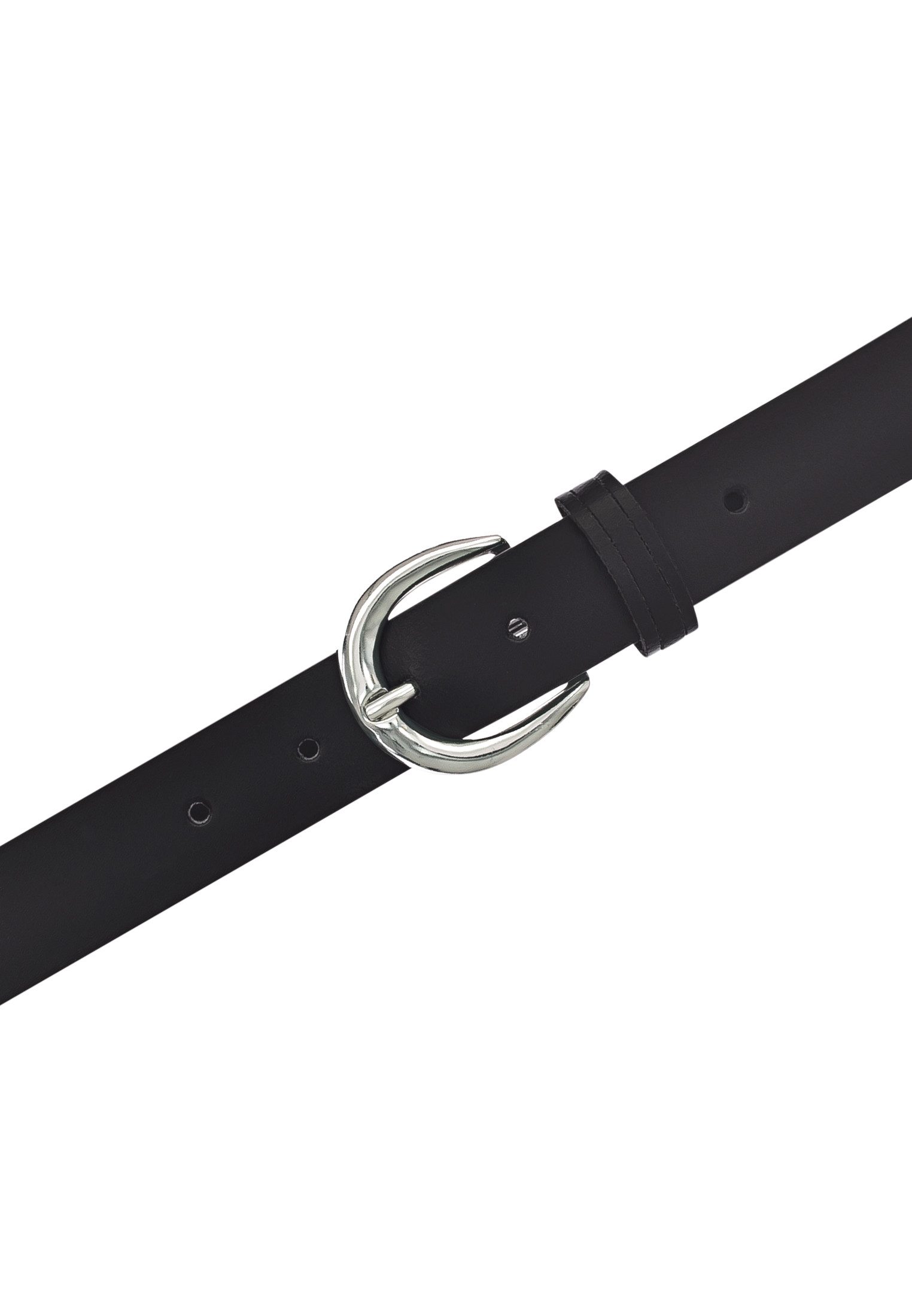 Tamaris Ledergürtel "Clara Silver" mit glänzender silberfarbener Schließe, unifarben, 3 cm breit