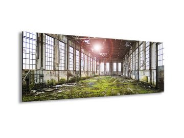 artissimo Glasbild Glasbild 80x30cm Bild aus Glas Lost Places Urbex grün, Urbex: Verlassener Ort