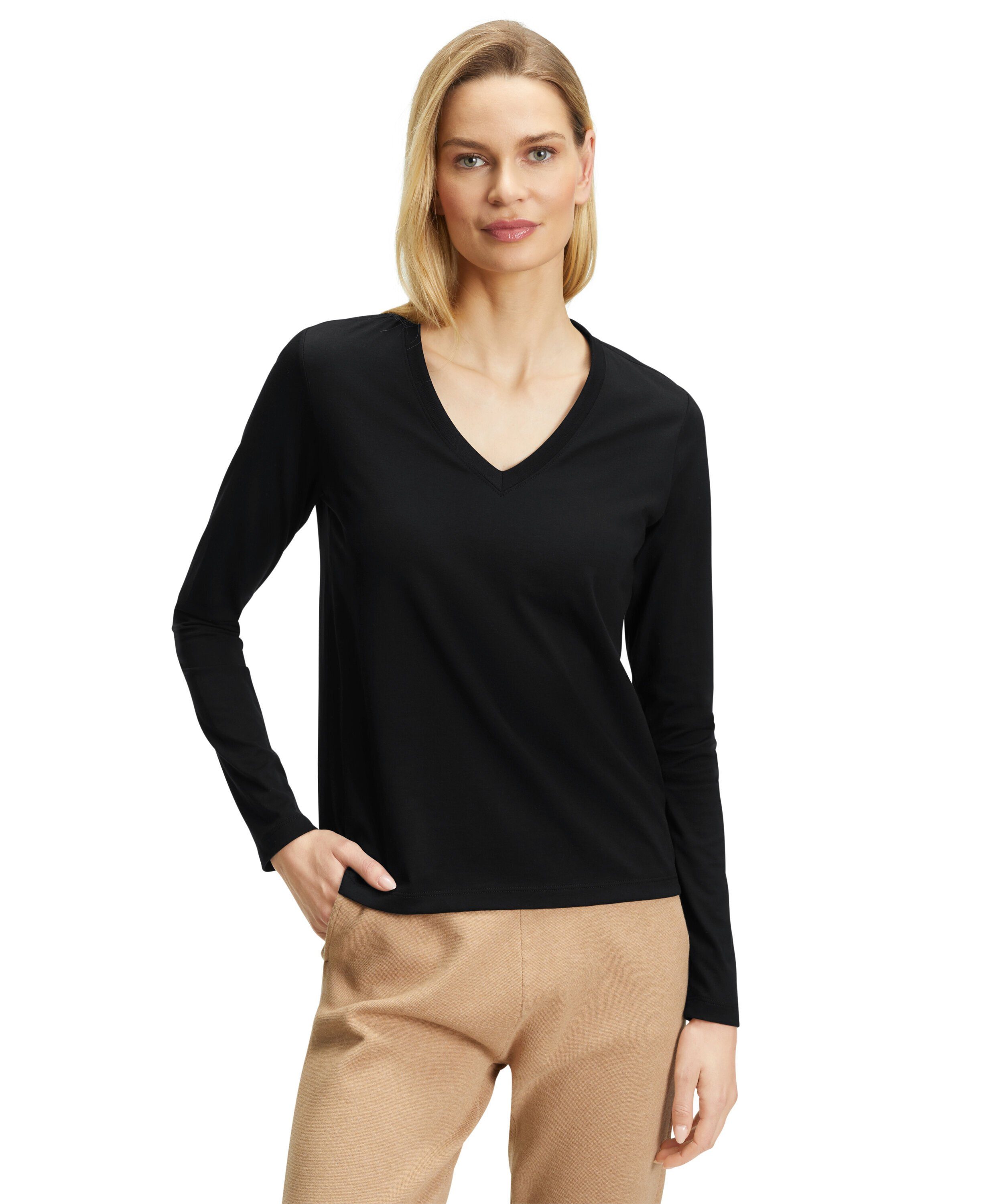 FALKE T-Shirt (1-tlg) aus reiner Baumwolle black (3000) | V-Shirts
