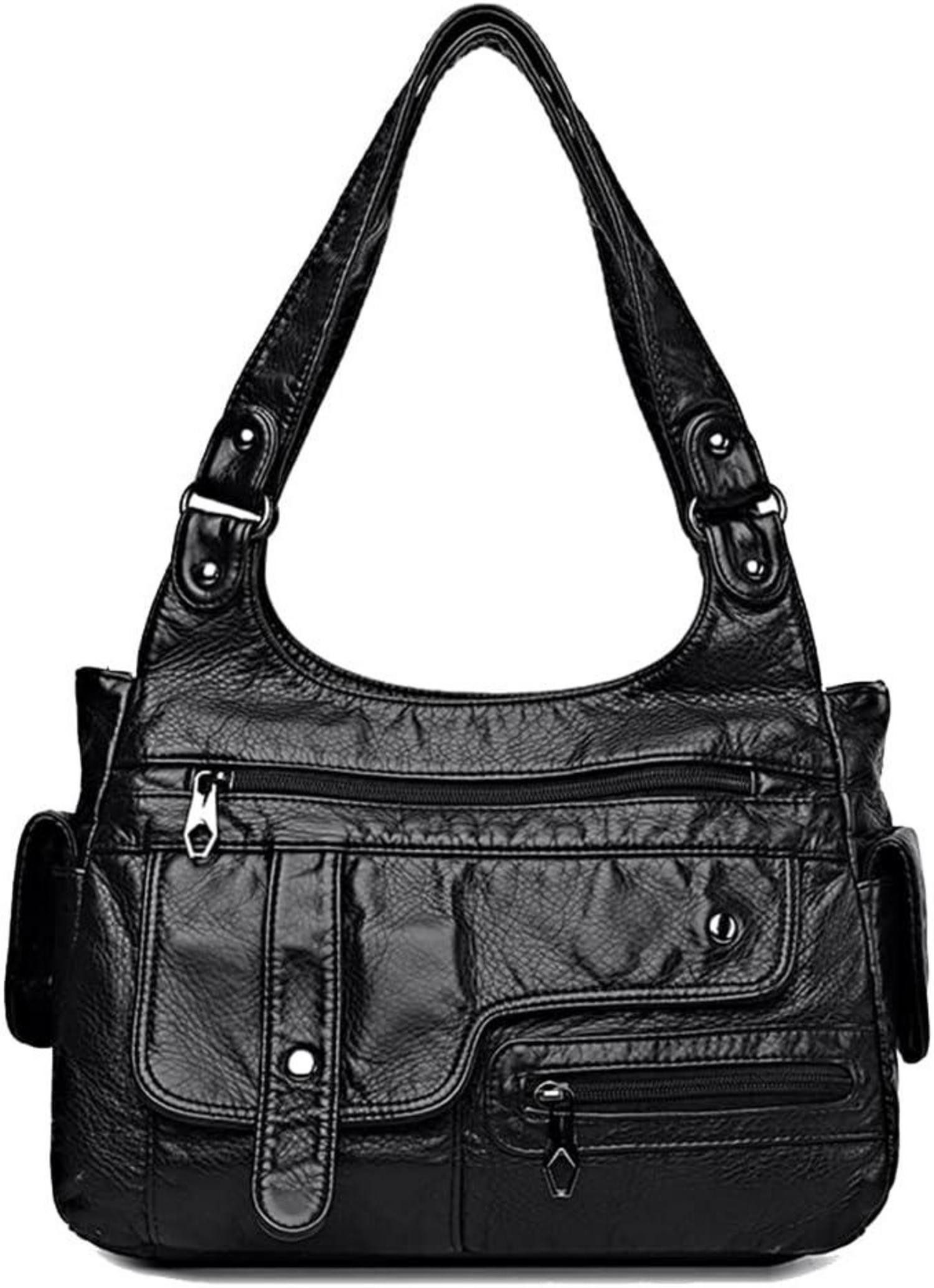 LuxusKollektion Hobo Damen Hobo Handtasche Vintage PU-Leder Schultertasche Schwarz