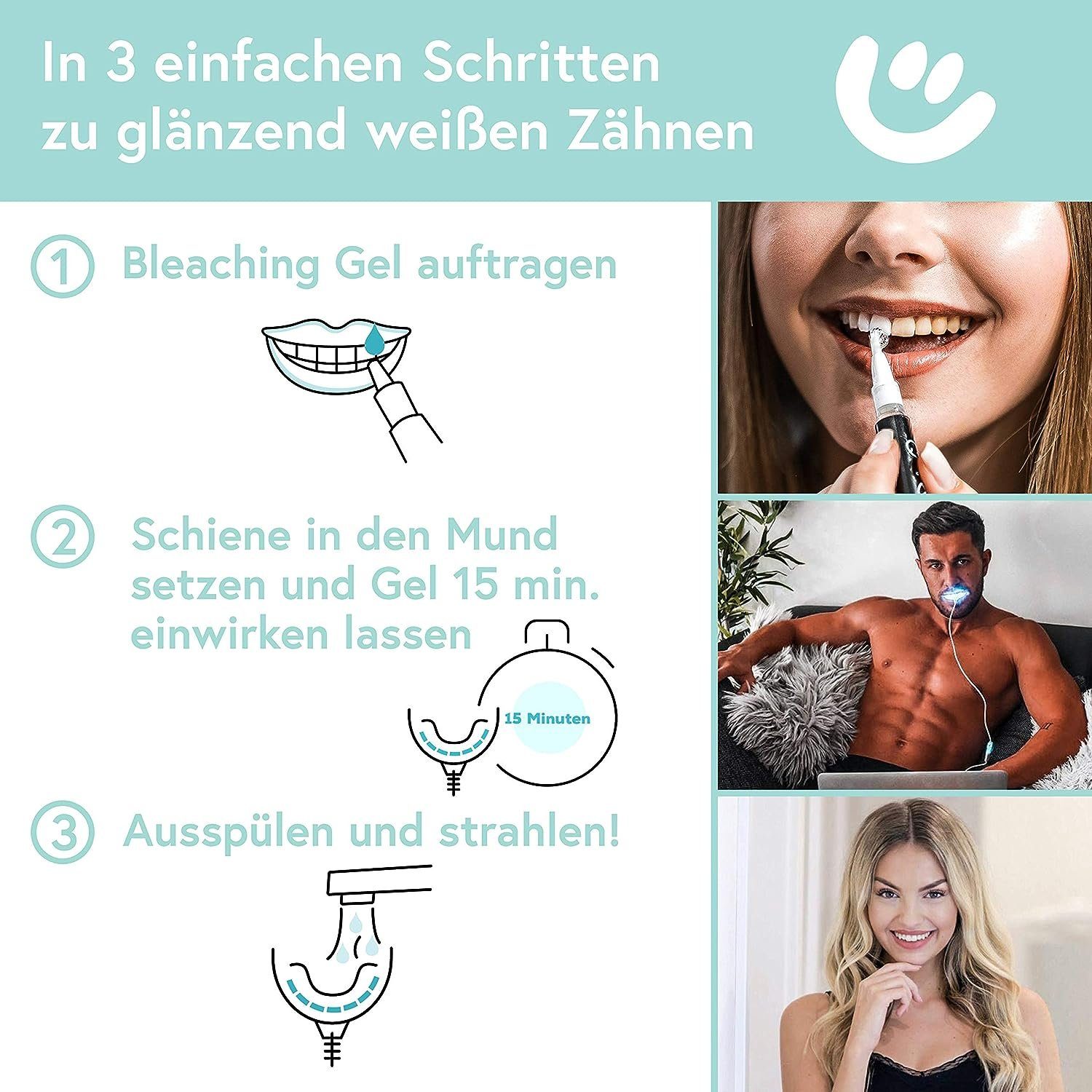Uniquesmile Munddusche Nachfüllstifte, PAP Formel, LED Technologie, schmerzfrei, frei von Schadstoffen.