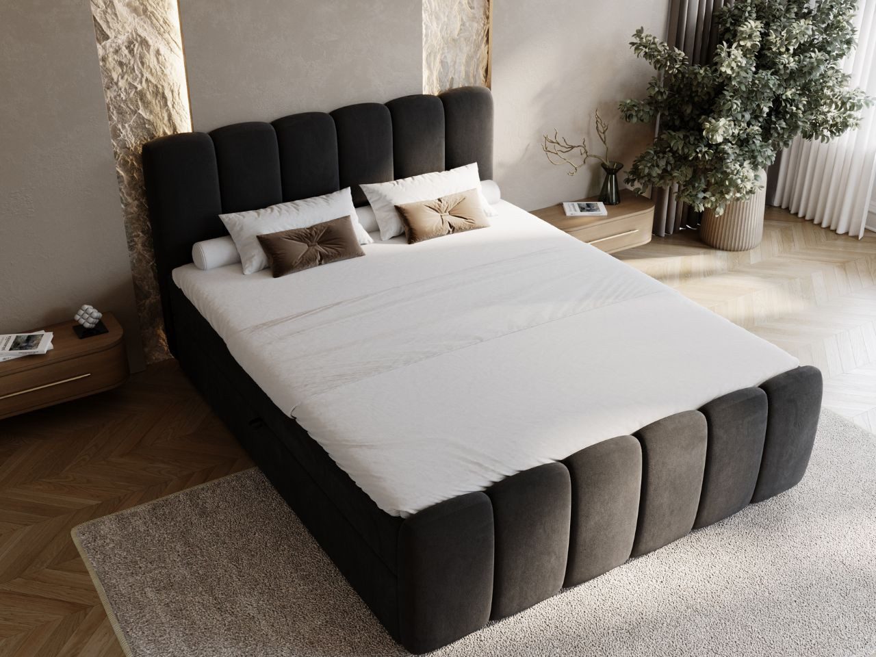 GrainGold Boxspringbett Cloud (Set, Boxspringbett, Bettkästen, Topper), mit zwei Bettkästen und Topper, Bonell-Matratze, Modern Stil