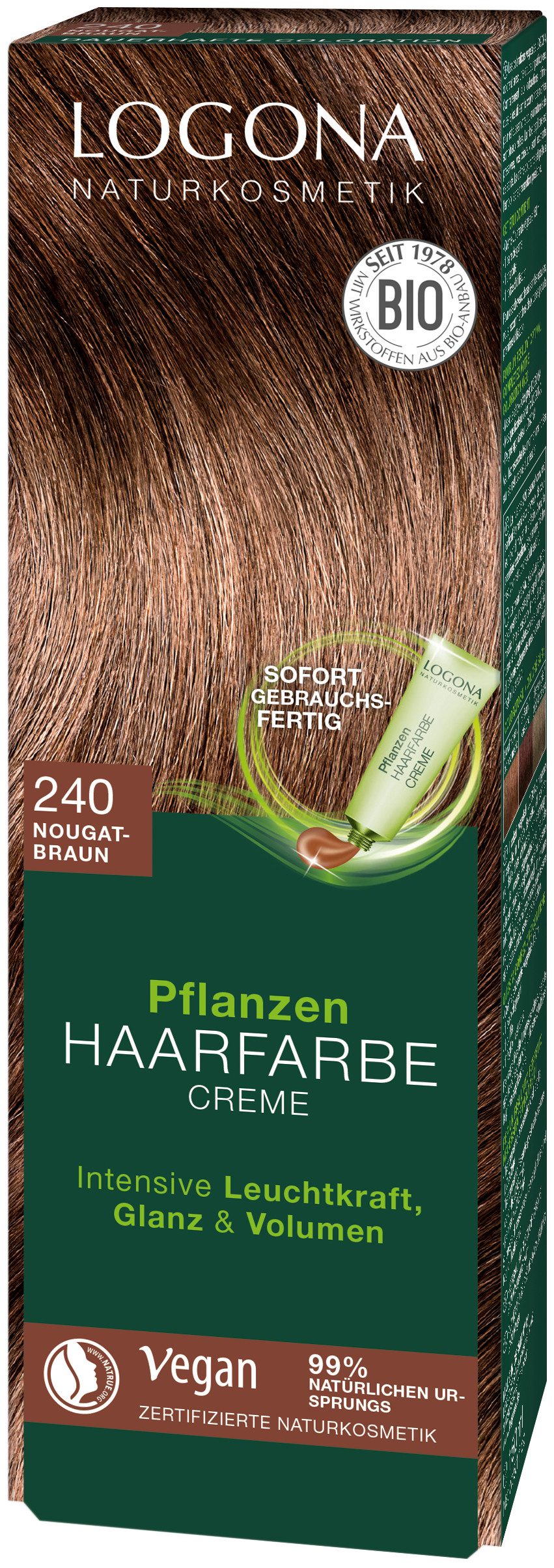 LOGONA Coloration PFLANZEN-HAARFARBE CREME, sofort gebrauchsfertige Creme, für alle Haartypen, mit Creme-Textur