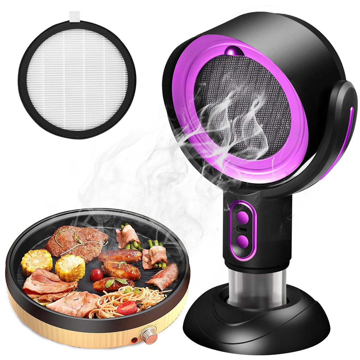 MOPUEA Absauganlage Tragbare Mini Dunstabzugshaube mit Akku USB Rauchabsaugung, (Tragbare Mini Dunstabzugshaube für Küche Camping und Grillen, Mini Dunstabzugshaube mit Akku Ölfilter und USB Aufladung), Mini Dunstabzugshaube mit Akku Ölfilter und USB Aufladung
