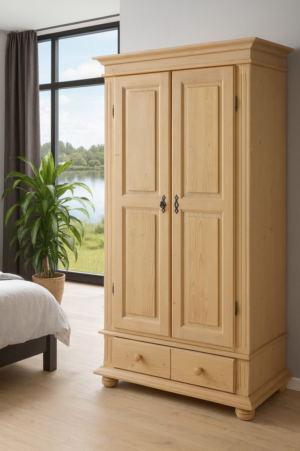 bv-vertrieb Kleiderschrank Kleiderschrank Fichte natur Mehrzweckschrank Garderobenschrank #3404