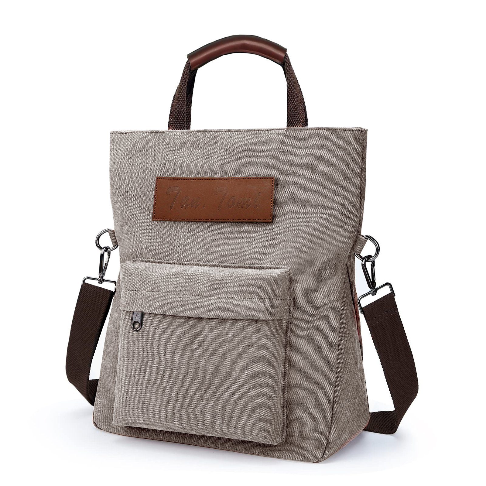 TAN.TOMI Schultertasche Canvas Rucksack Damen 2 in 1 Groß Crossbody Tasche Handtasche, für Arbeit, Büro, Einkaufen, Shopper Reisen im Freien