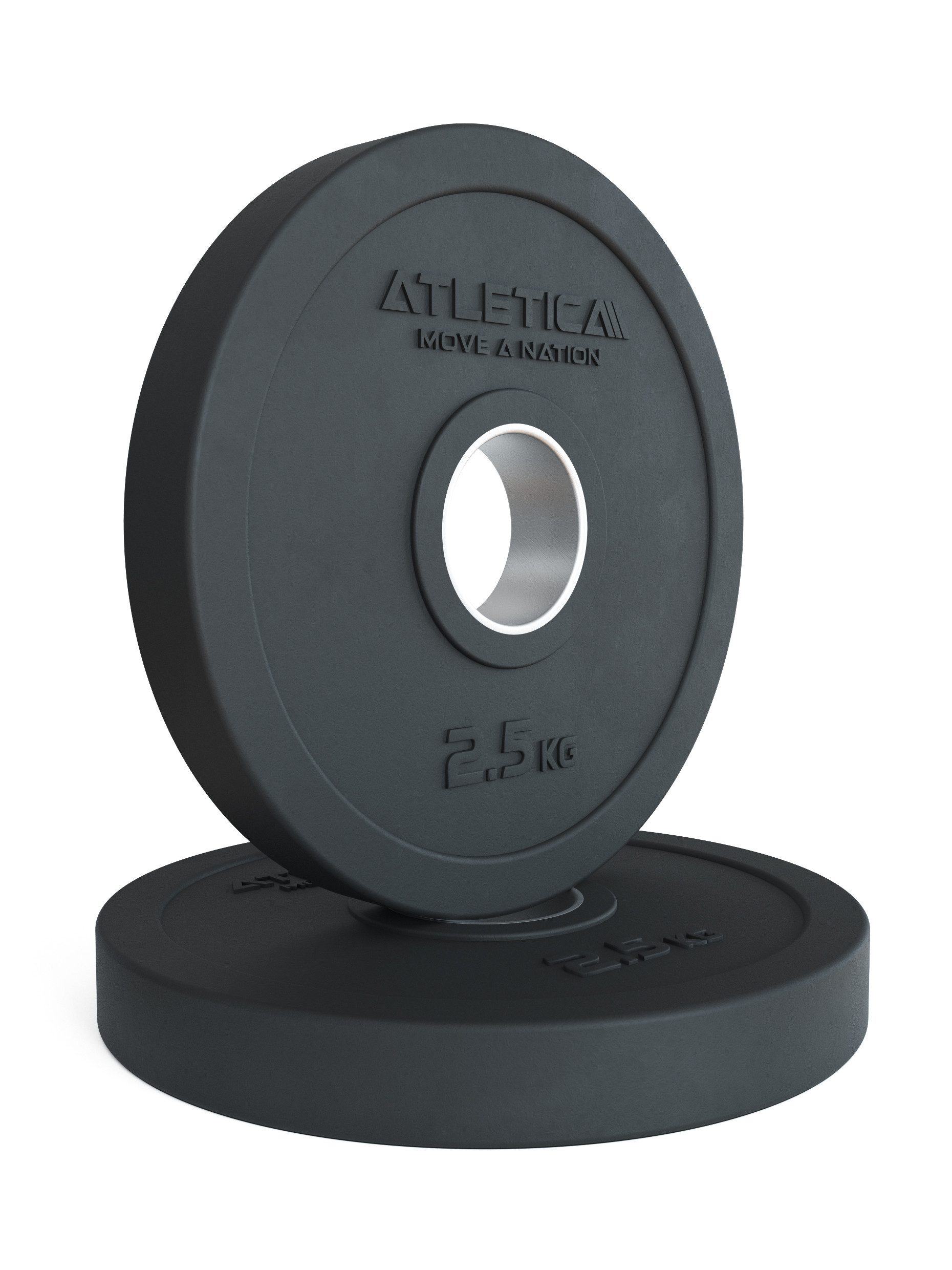 ATLETICA Hantelscheiben Rubber Plates, Paar, Edelstahl Ring, 50mm, 5 kg