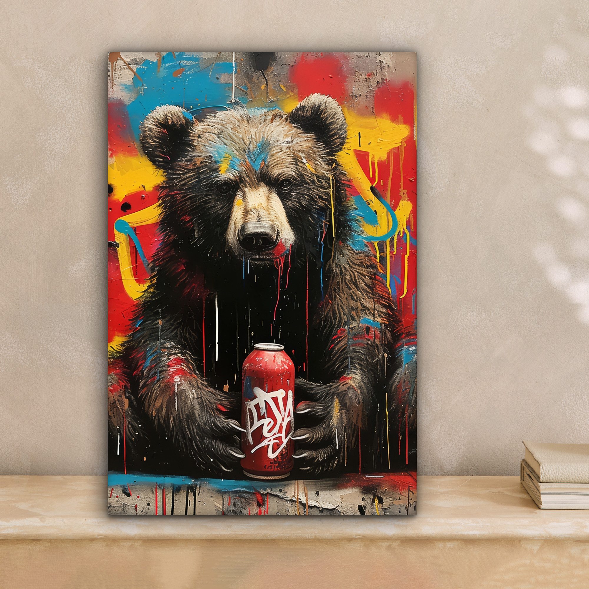 OneMillionCanvasses® Leinwandbild Graffiti - Bär - Tier - Wand - Straßenkun günstig online kaufen