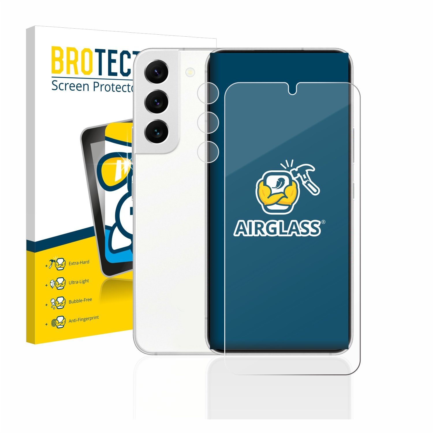 BROTECT Displayschutzglas Folie für Samsung Galaxy S22 5G (Display+Kamera), Schutzfolie Glas Panzer Display Schutz klar