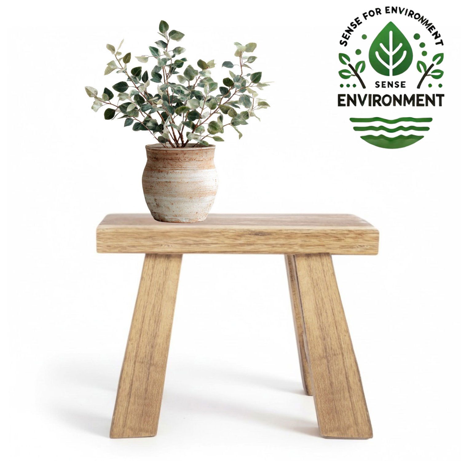 LS-LebenStil Blumenständer Pflanzenhocker Teak Holz Rechteckig Niedriger Blumenständer Hocker (Design Deko Hocker Teak Holz 21x16cm Mini Tisch rustikales Tischchen, Braun 4 Füße kleiner Pflanzenständer Pflanzentisch Holzhocker Deko)