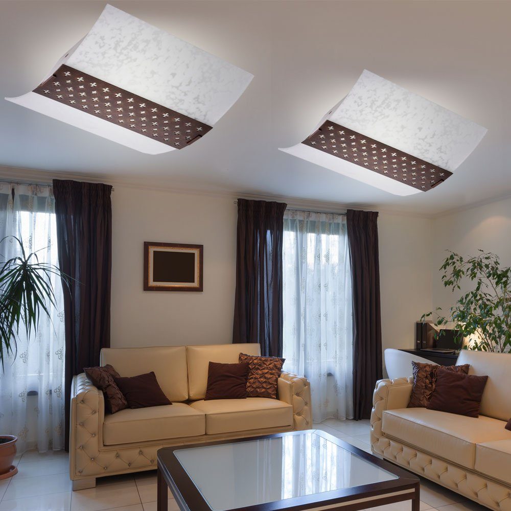 Design Deckenleuchte, inklusive, Wohn etc-shop Glas Beleuchtung Zimmer 2er LED Warmweiß, Strahler Set Lampen Leuchtmittel Decken