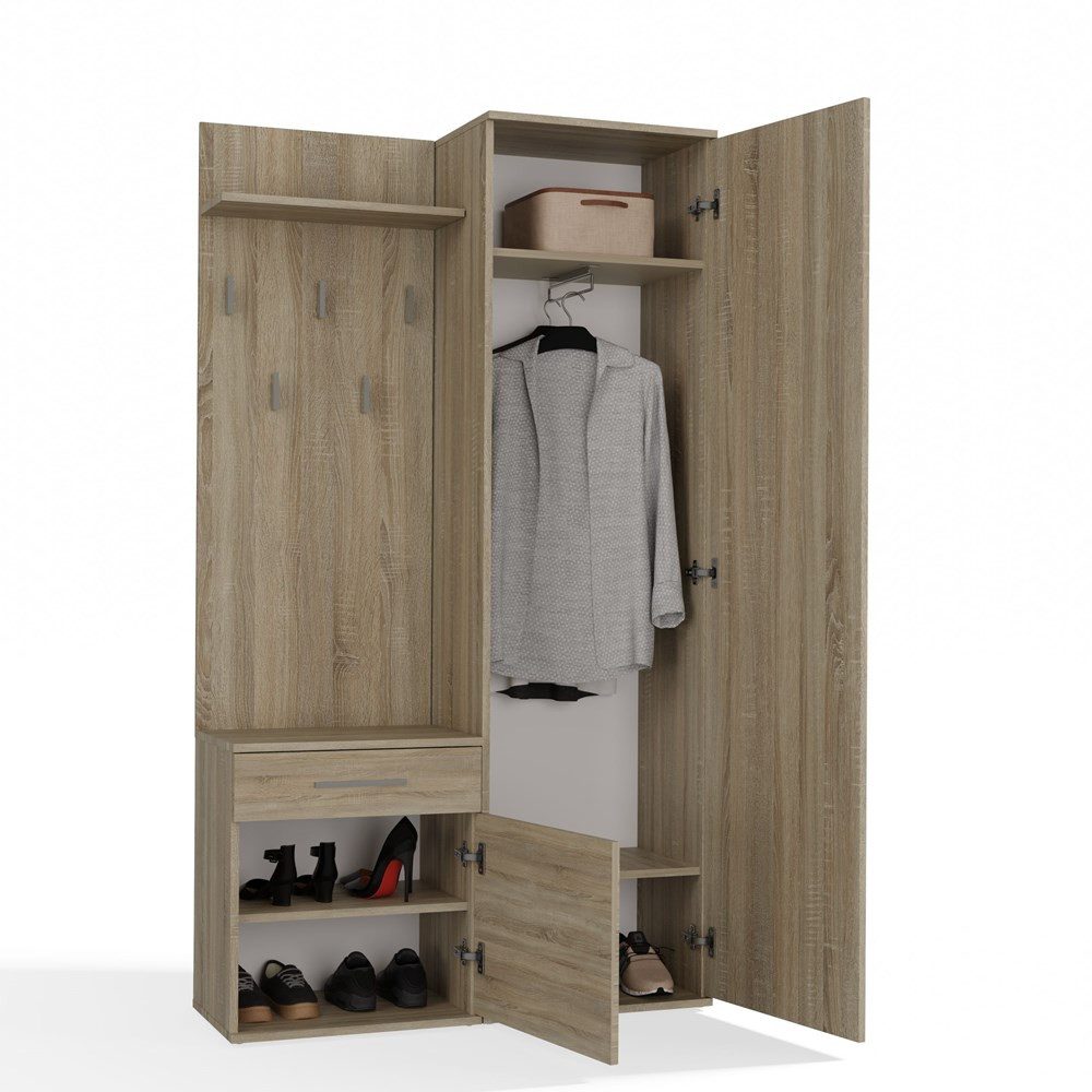MAGOWA Kompaktgarderobe Moderner Kleiderschrank mit Spiegel günstig online kaufen