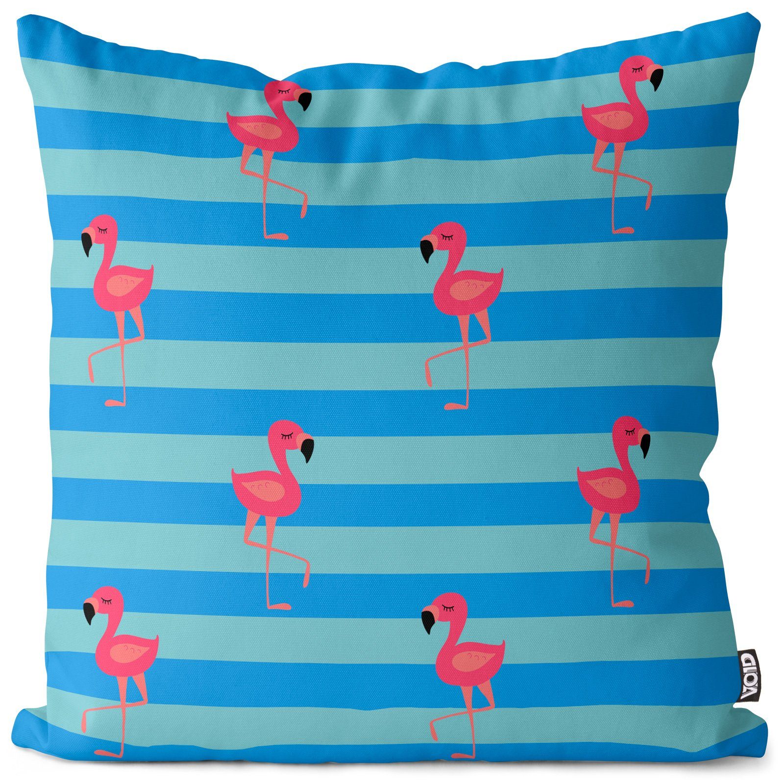 Kissenbezug, VOID (1 Stück), Sofa-Kissen Flamingo Strand blau Kissenbezug Urlaub Reise Pool gestreift Sommer Tiere Muste