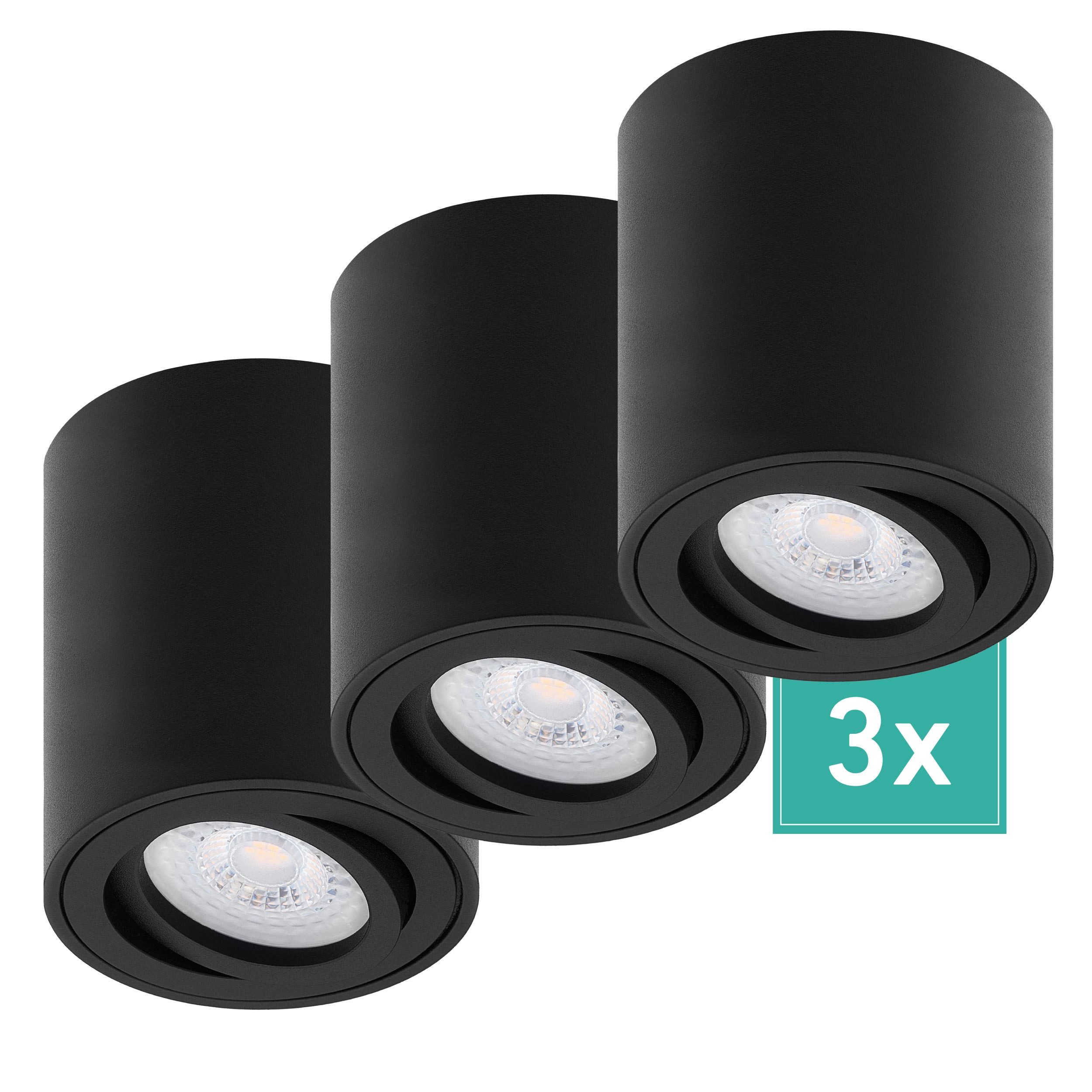 Oktaplex lighting LED Deckenstrahler Lile M Aluminium Aufbauspot schwarz dimmbar, inklusive Leuchtmittel, 10724, 4000K 370lm 4,9W Deckenspot 230V