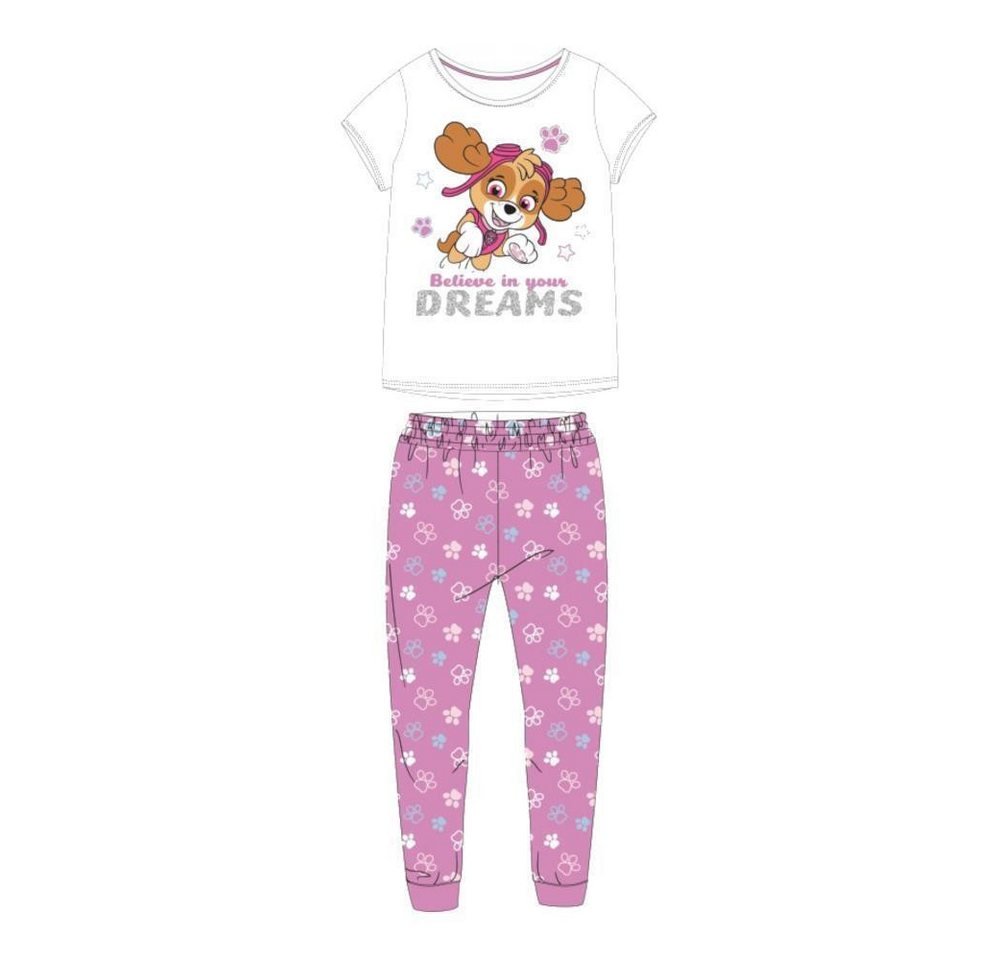 PAW PATROL Pyjama Pyjama für Mädchen, "Belive in your Dreams", weiß-pink (Set, 2 tlg., Oberteil, Hose)