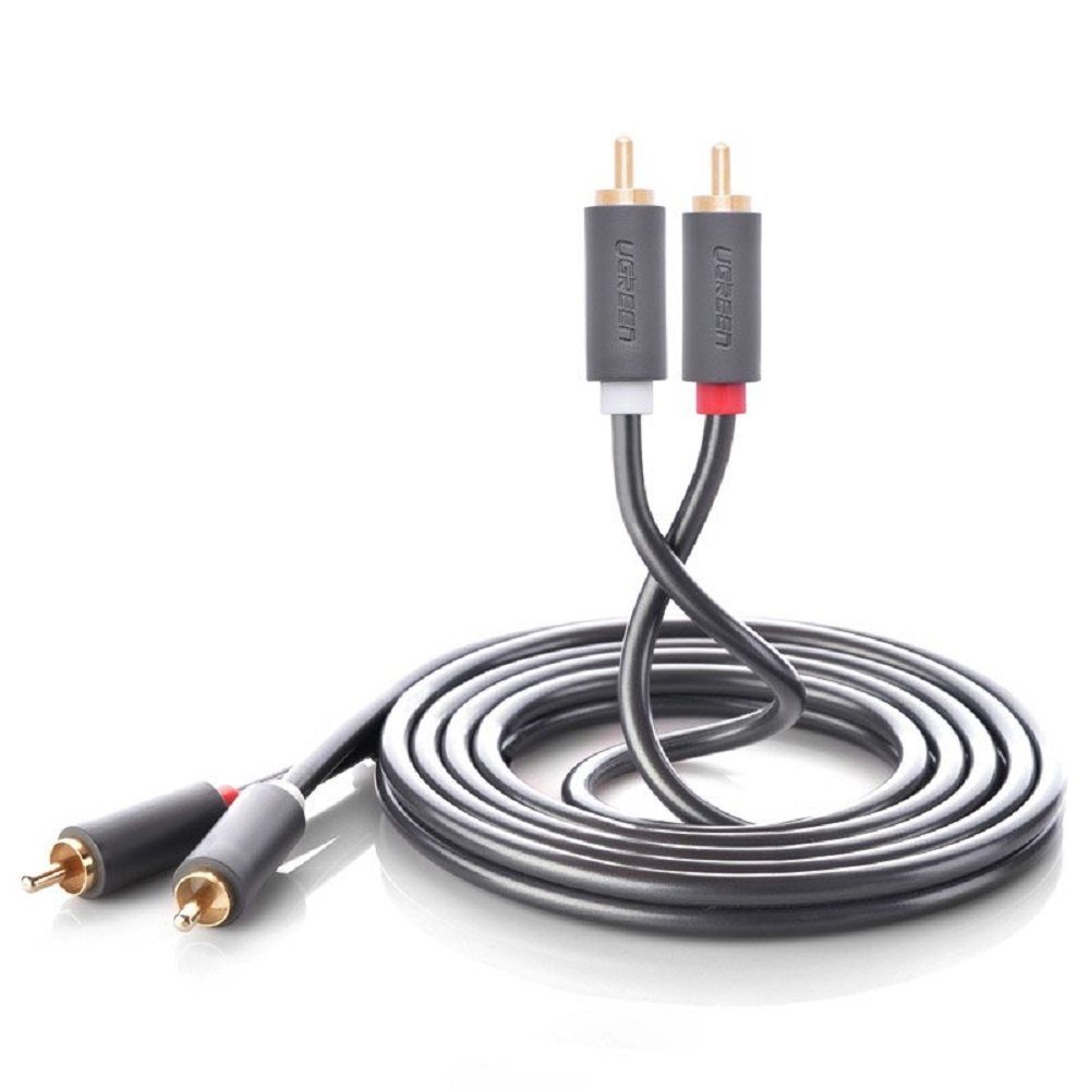 UGREEN Kabel 2RCA Stereo Audio Video Kabel 2x Cinch Kabel Adapter PC TV, grau Audio-Kabel, (200 cm)