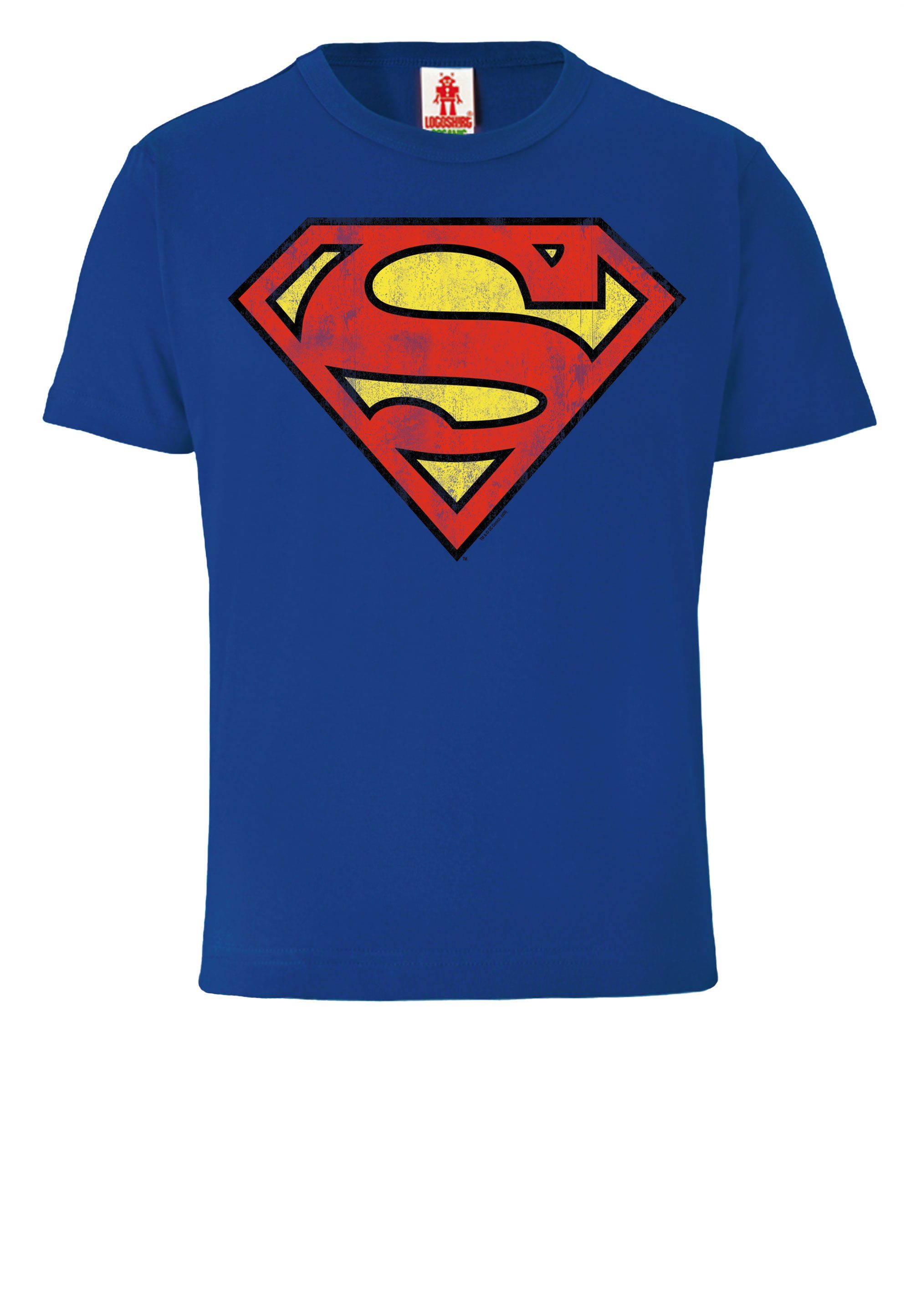 LOGOSHIRT T-Shirt – DC mit lizenziertem blau Superman Comics Print