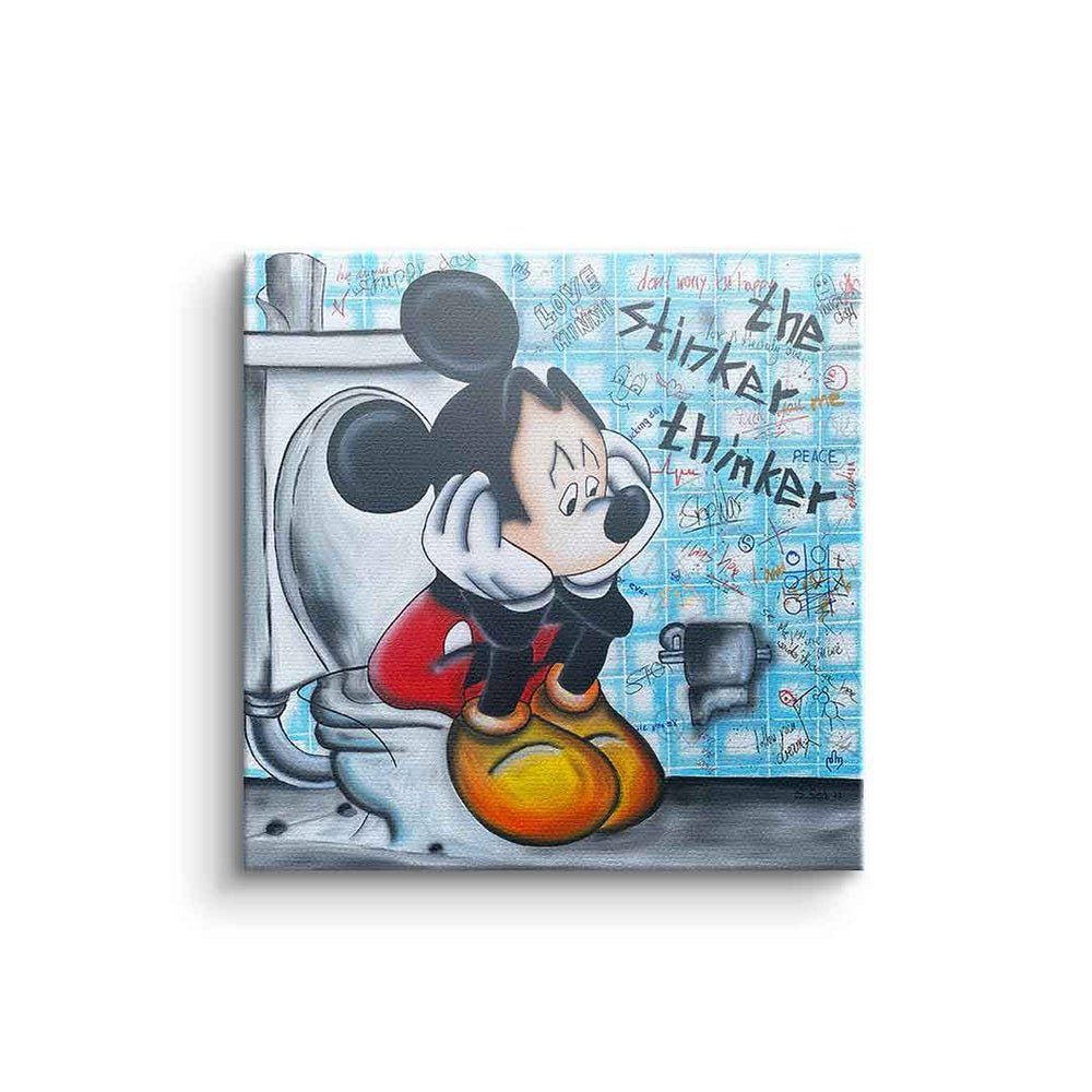 DOTCOMCANVAS® Leinwandbild, Leinwandbild The stinker Thinker Micky Maus Mickey Mouse Bad designed ohne Rahmen
