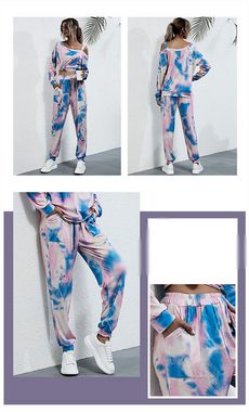 AFAZ New Trading UG Anzug Schulterfreies, langärmliges Zweiteiler-Set für Damen mit Batikmuster