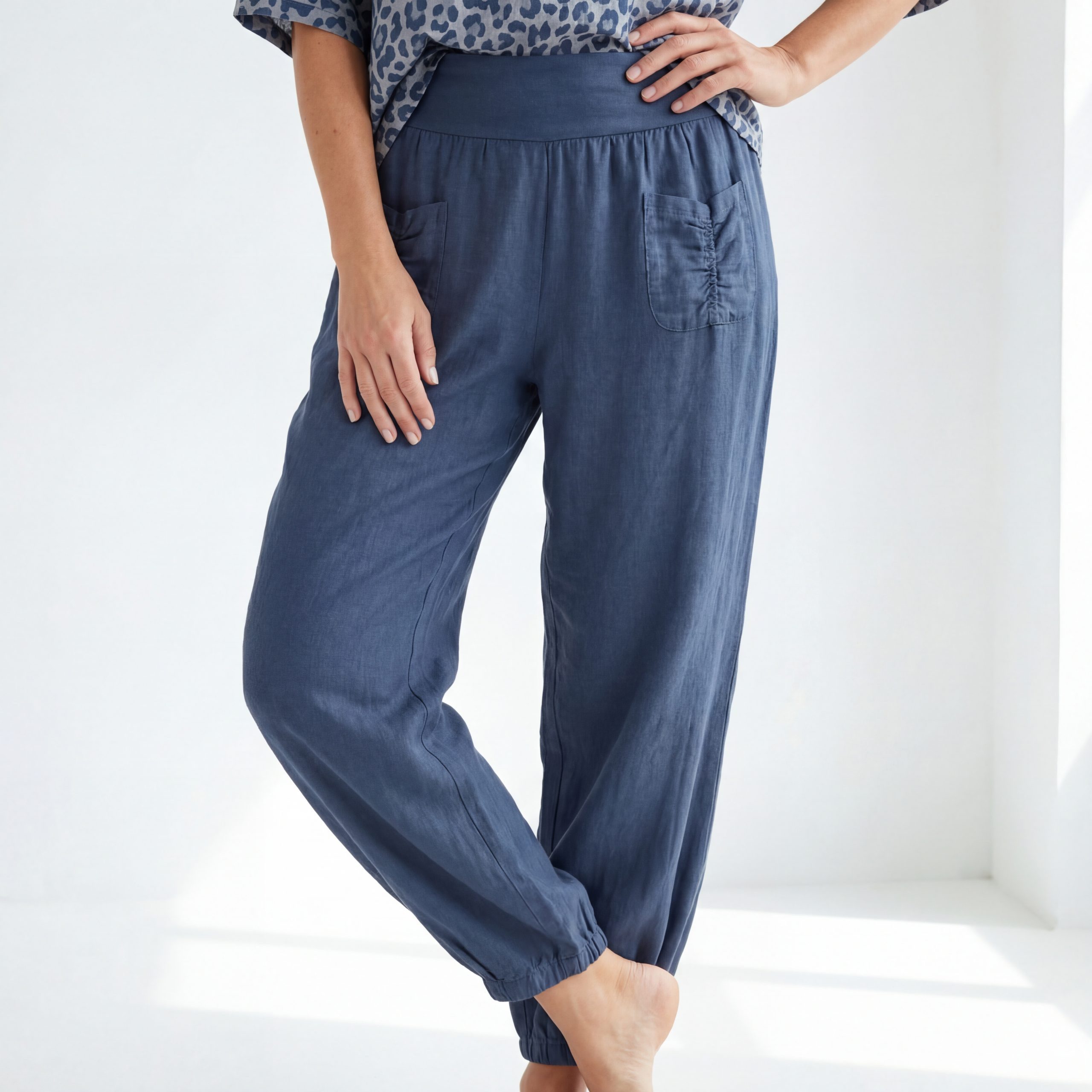 OriginalYou Leinenhose Sommerliche Leinen Pumphose luftig leichte Schlupfhose luftig & leichtes Leinengewebe, elastischer Bund, in Unifarbe