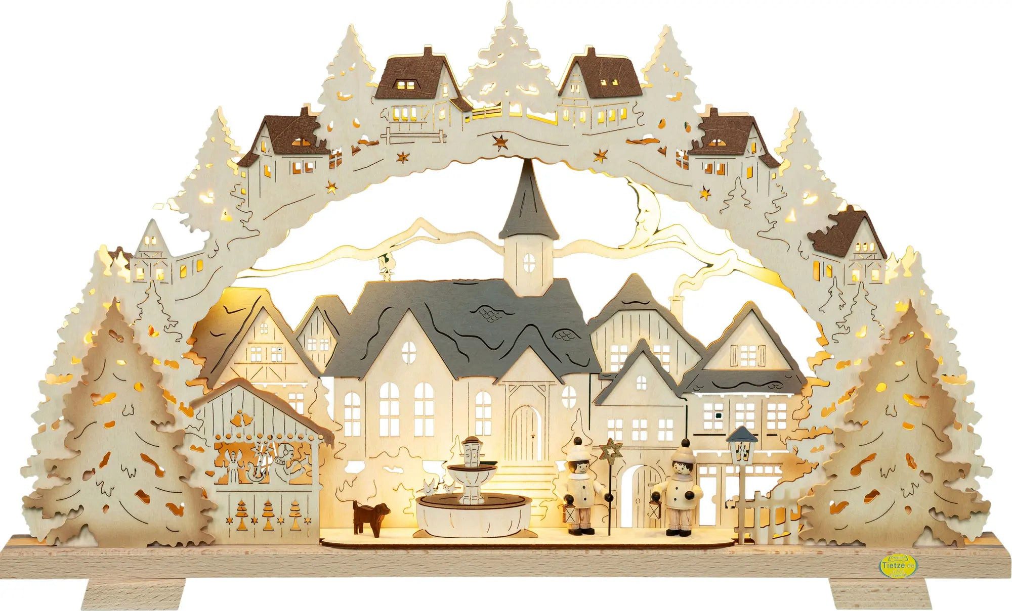 Tietze Erzgebirgsdesign LED Schwibbogen Advent Tietze-Figuren exklusiv, 52x31,5x5 cm (BxHxT)