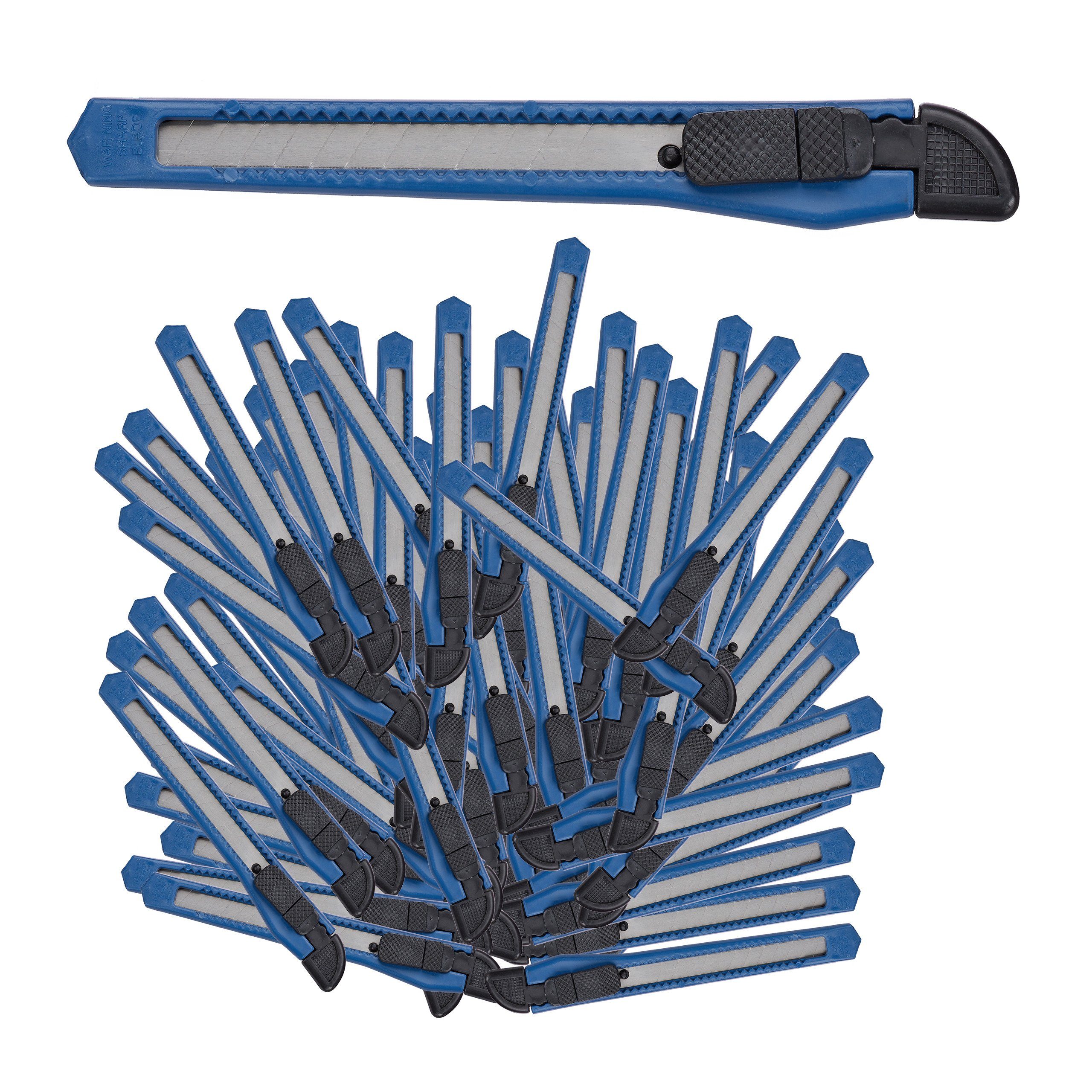 relaxdays Teppichmesser Cuttermesser 100er Set, Blau Blau Silber Schwarz