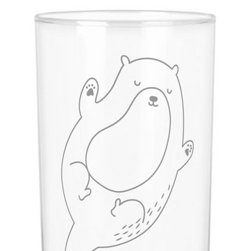 Mr. & Mrs. Panda Glas 400 ml Otter Umarmen - Transparent - Geschenk, hallo, Trinkglas mit G, Premium Glas, Magische Gravur