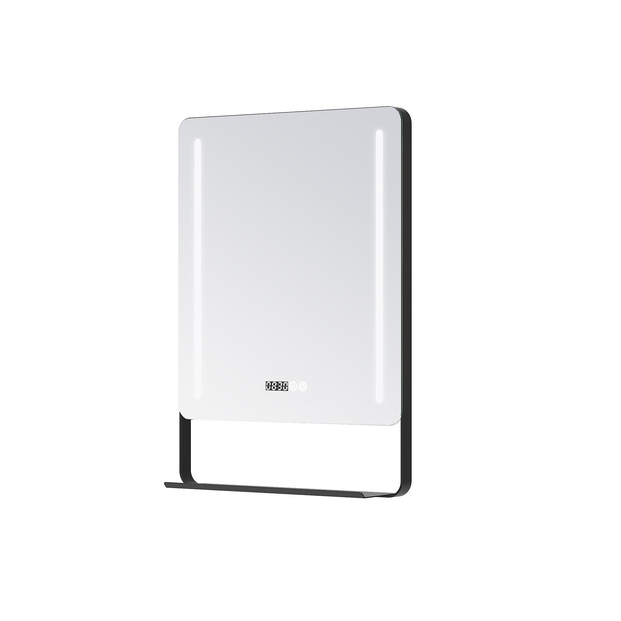 AQUABATOS Badspiegel Lichtspiegel LED Spiegel Badspiegel mit Beleuchtung Wandspiegel Uhr, Badezimmerspiegel Schminkspiegel mit Ablage 3 Lichtfarben Dimmbar