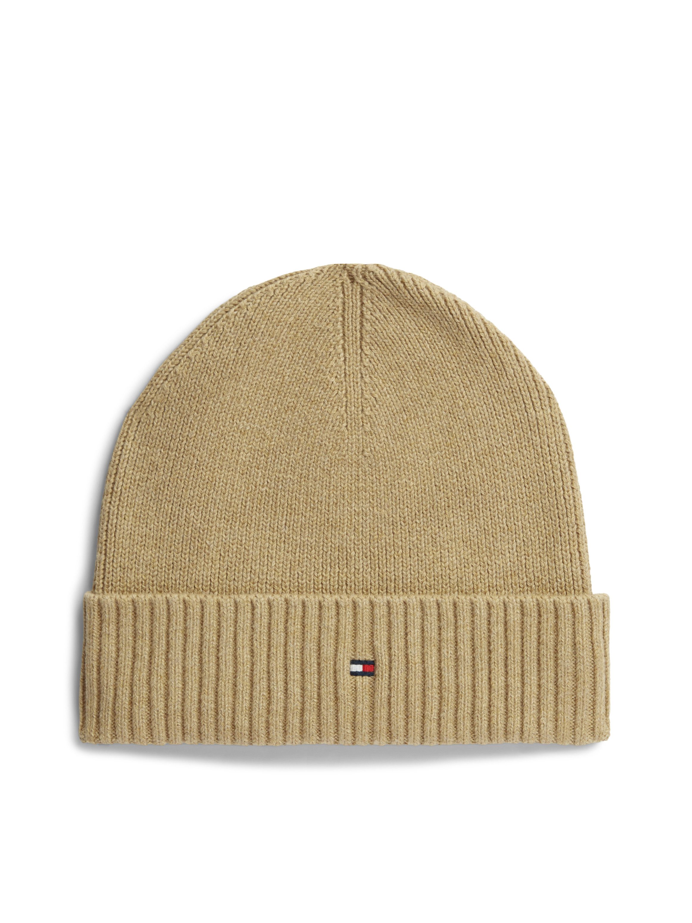 Tommy Hilfiger Strickmütze TH FLAG PIMA COTTON BEANIE Beanie mit Logostickerei, mit Kaschmiranteil Unisex