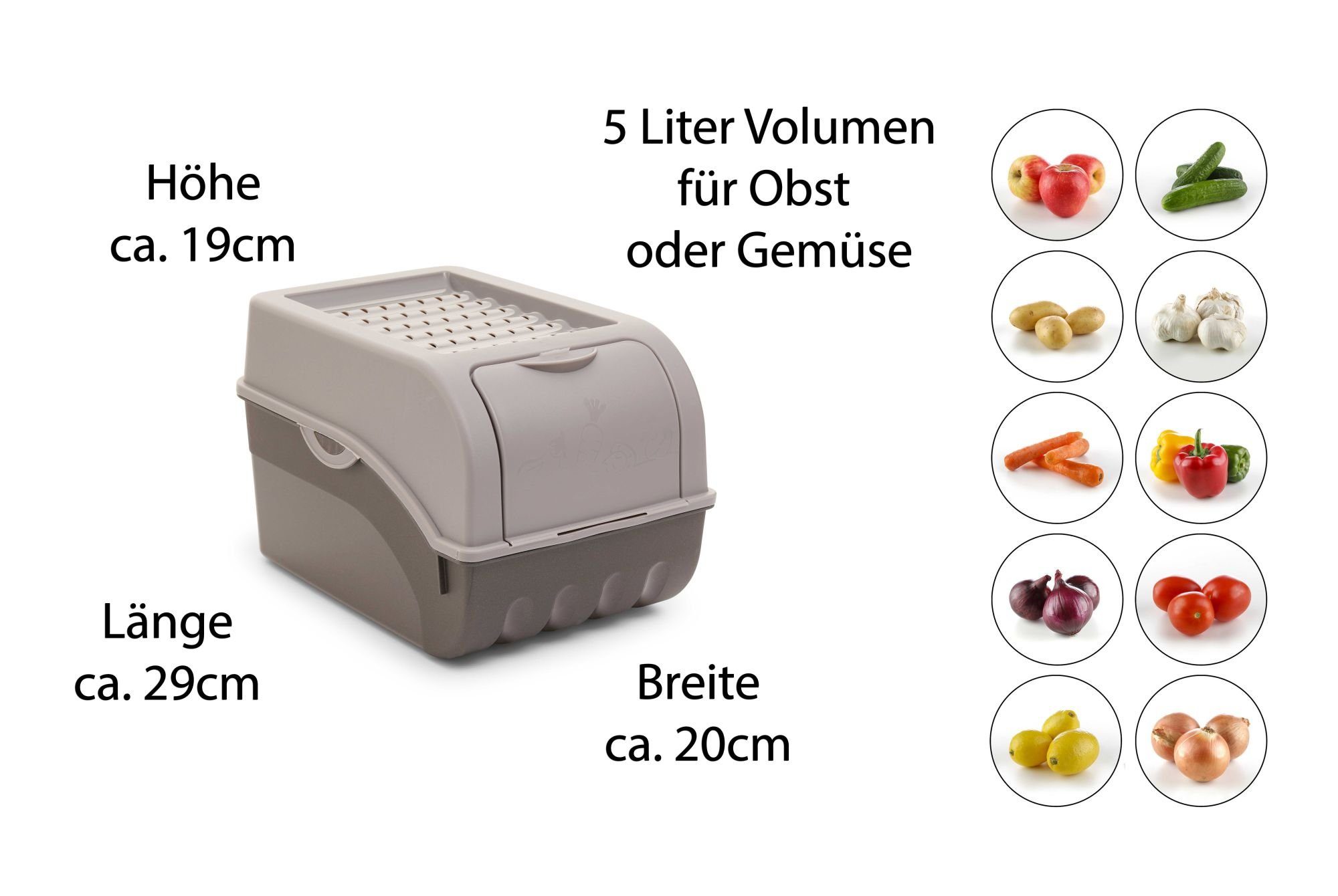 5L, 9L 3730-e-Var, 3,5L, länger 1-tlg), Gemüse Grau, Novaliv Gemüsebox Vorratsdose (Spar-Set, das frisch Hält