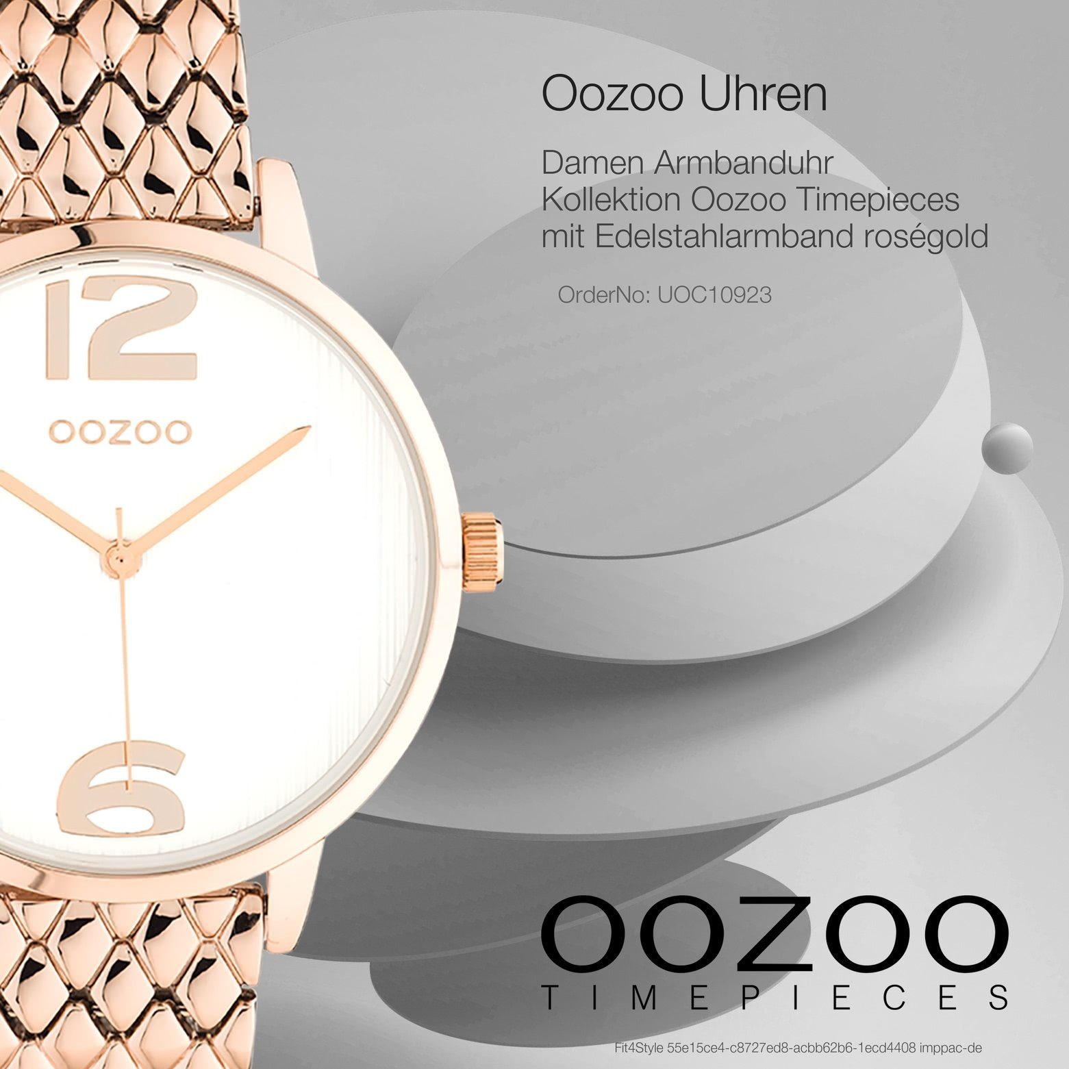 OOZOO Quarzuhr Oozoo (ca. Damen, Unisex roségold Herrenuhr Edelstahlarmband, Armbanduhr Elegant-Style rund, 38mm) Analog