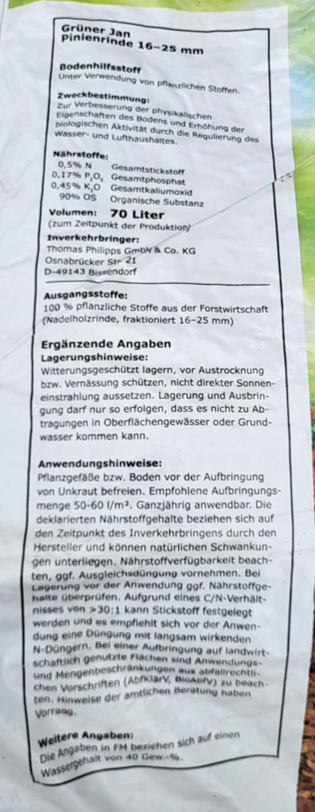 BURI Rindenmulch Pinienrinde 70 Liter 16-25 Körnung Rindenmulch