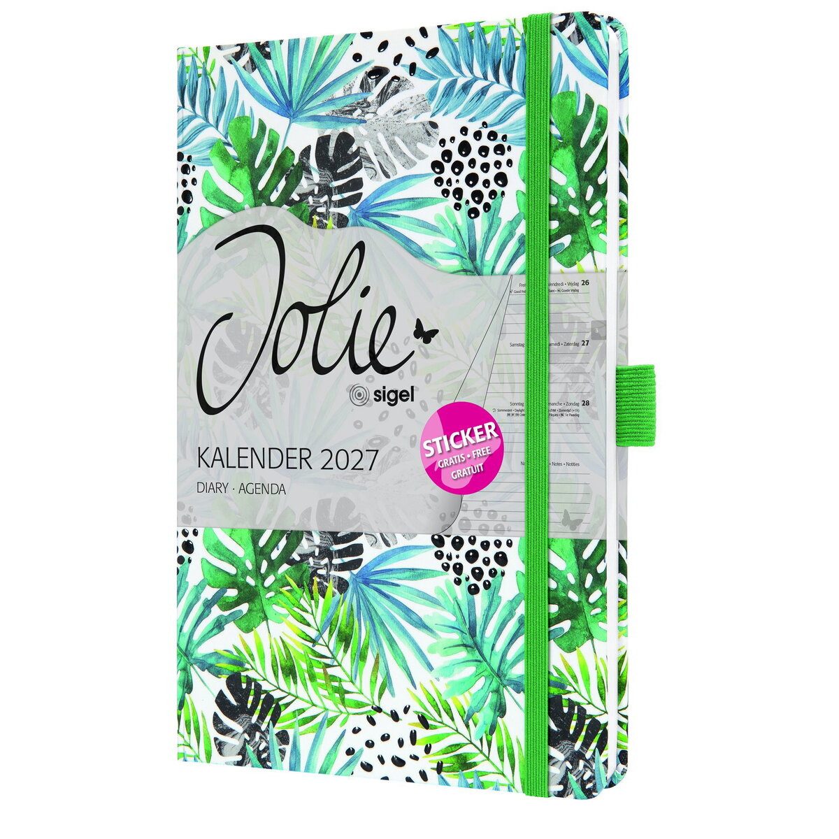 Sigel Taschenkalender Wochenkalender Jolie 2027 Hardcover ca. A5 Green Jungle Fever 174 Seit