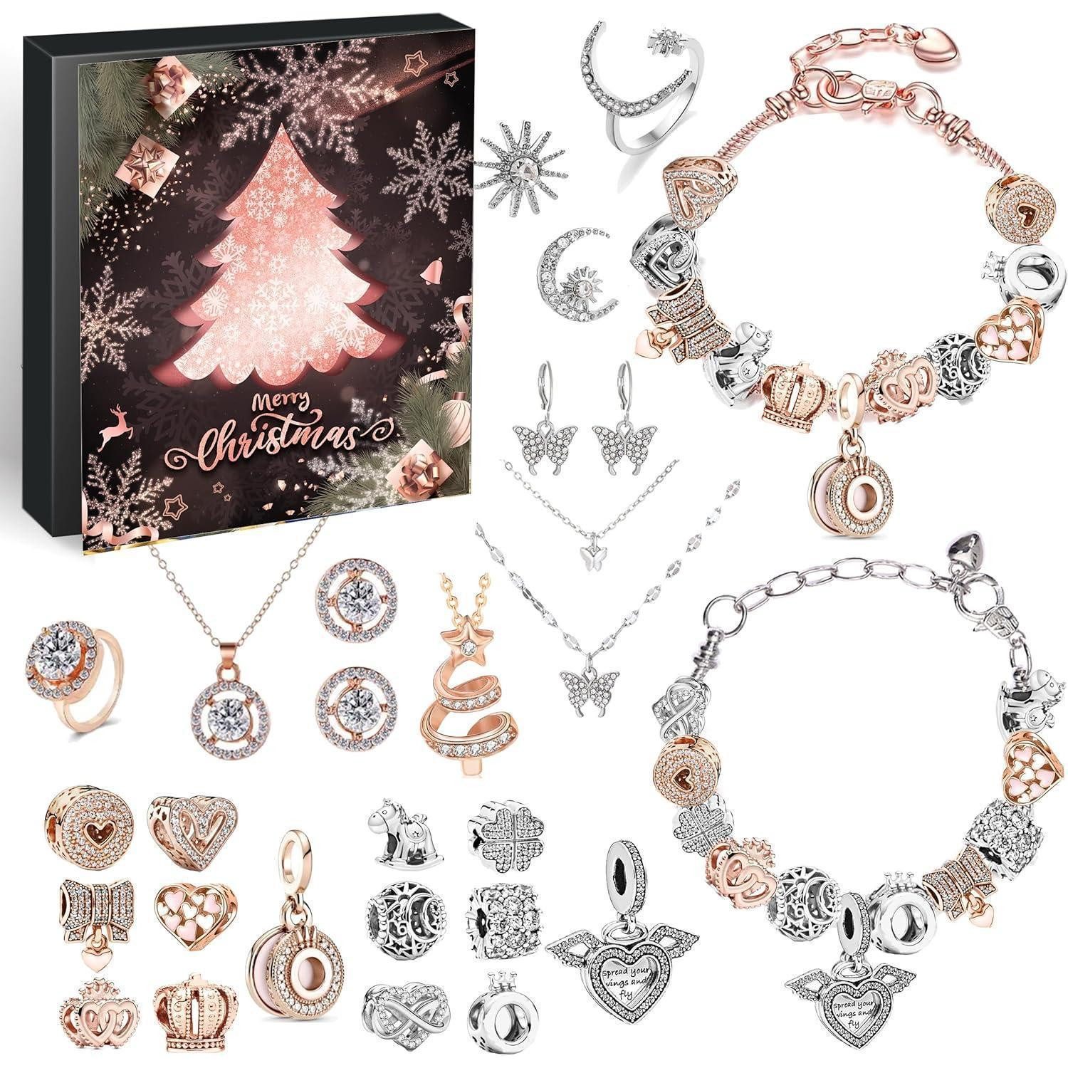 LuxusKollektion Schmuck-Adventskalender Adventskalender Mädchen Schmuck 2026 DIY Weihnachtskalender Glamour