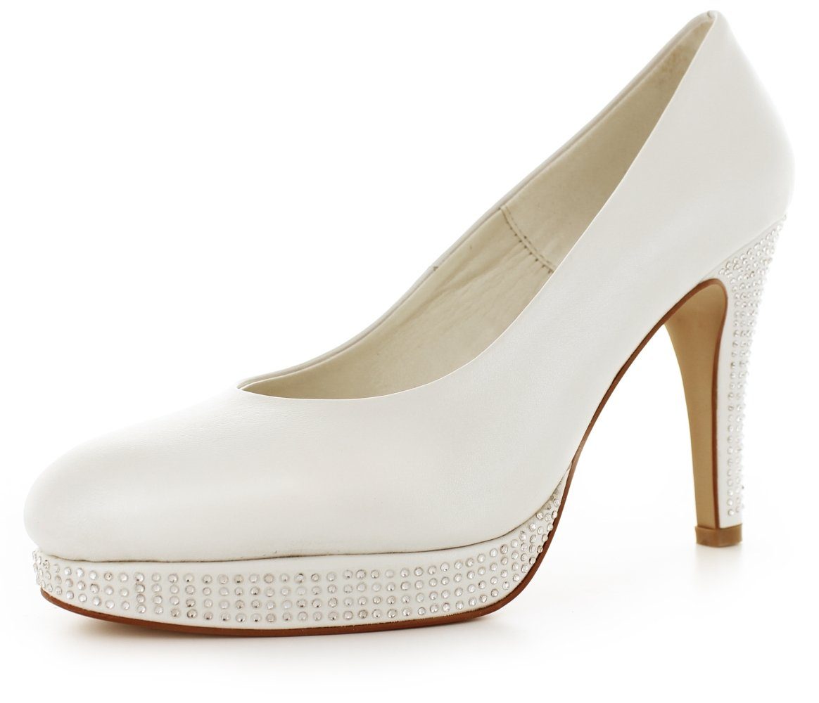 White Lady 279 offwhite Leder Plateau Brautschuhe High-Heel-Pumps