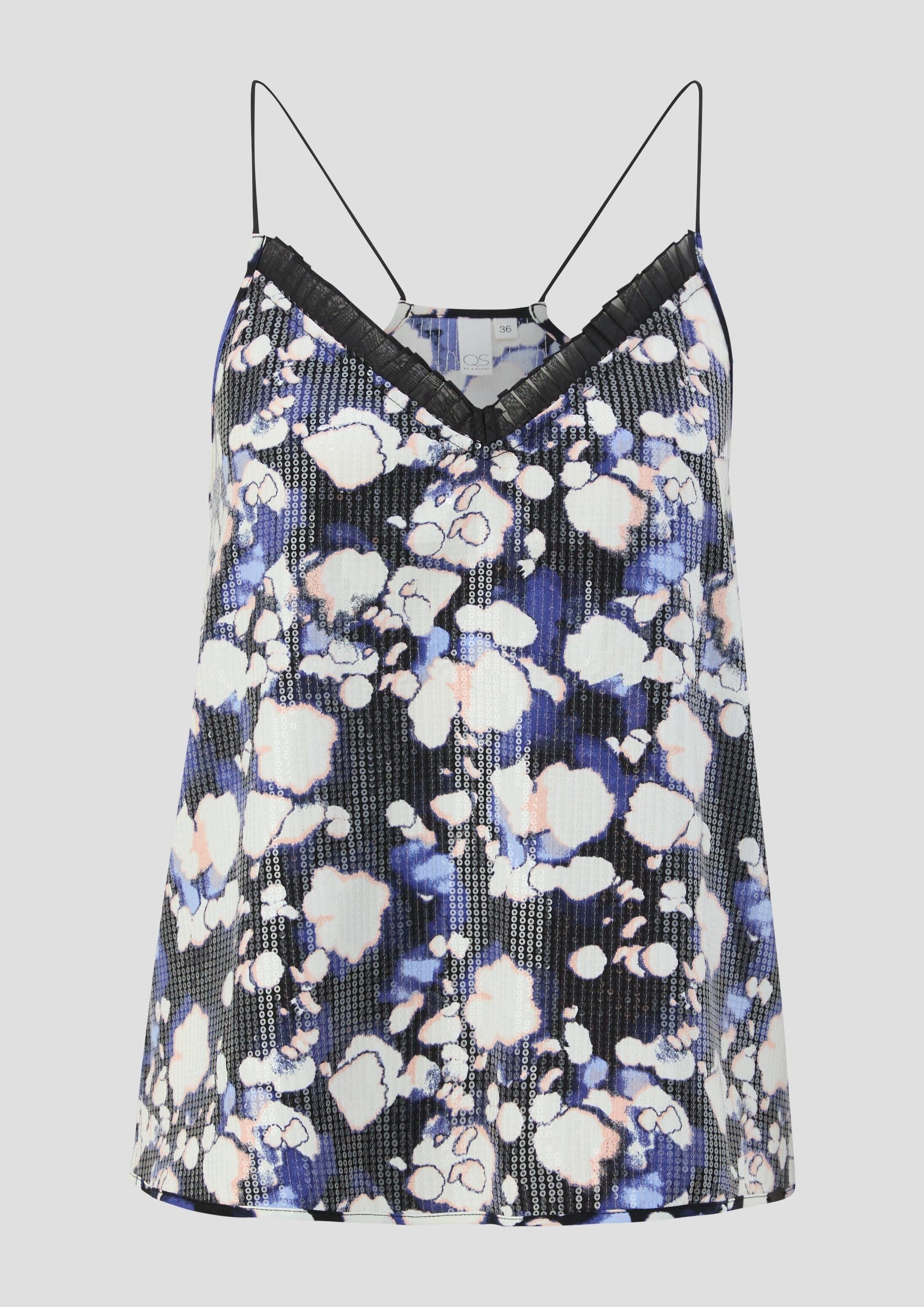 QS Blusentop Bluse Blusentop mit Spitze