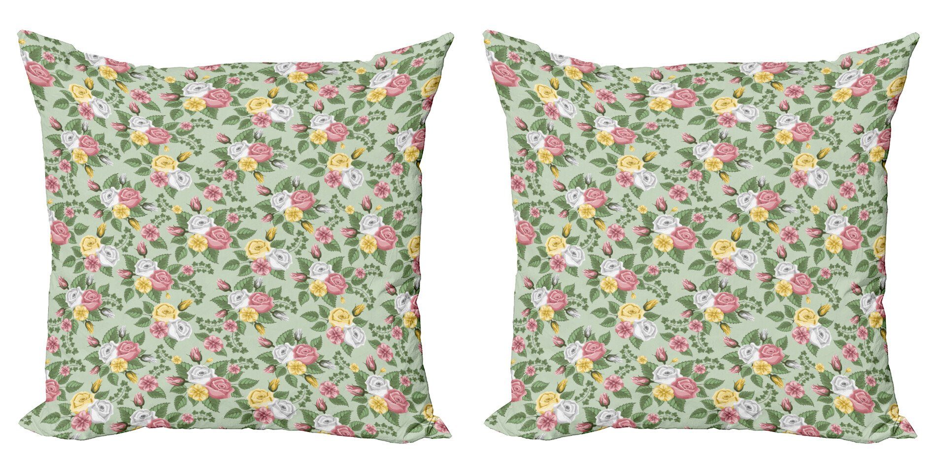 Kissenbezüge Modern (2 Stück), Doppelseitiger Abakuhaus Garten Romantisch Englisch Bouquets Accent Digitaldruck
