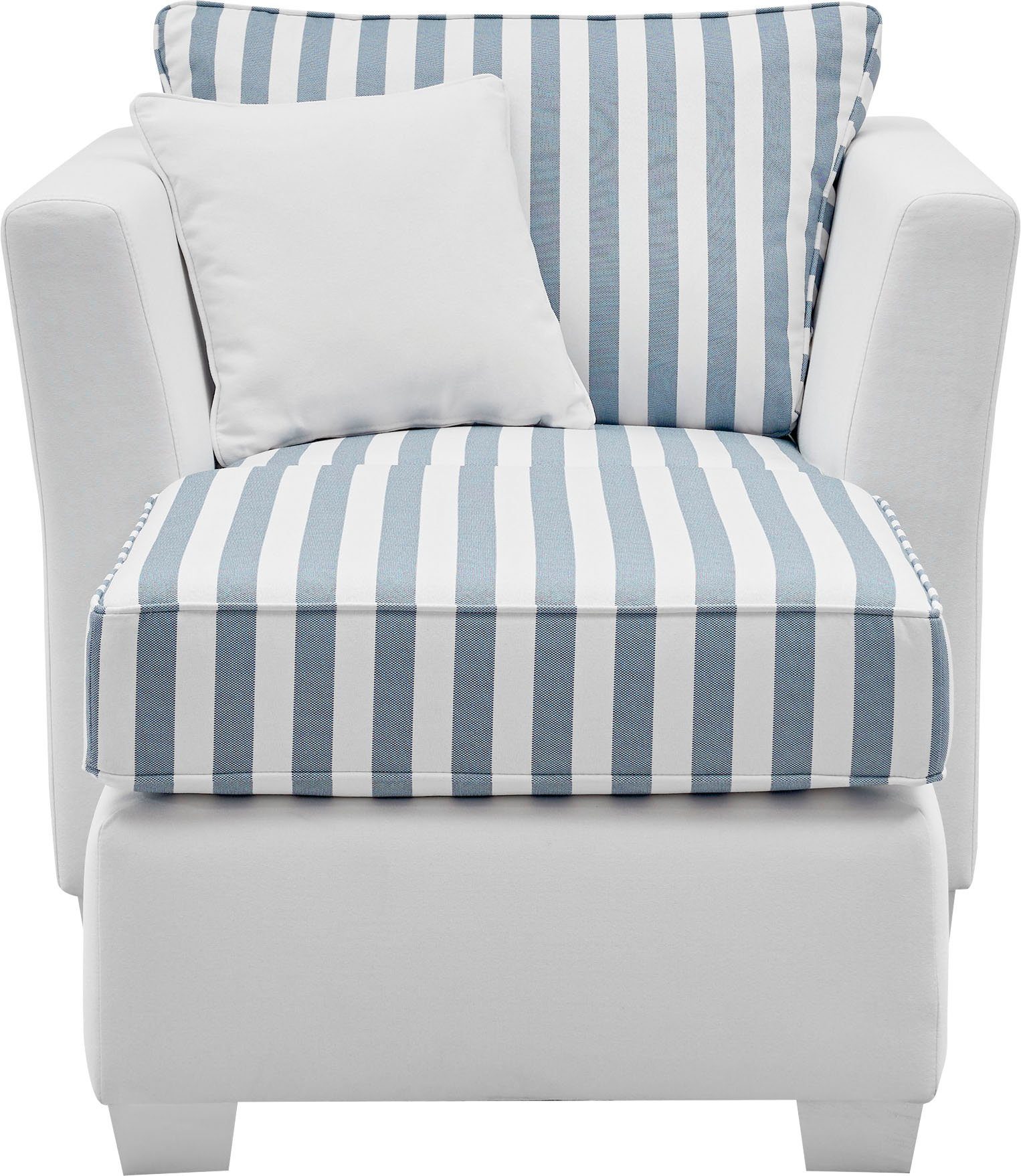 Home affaire Sitzgruppe CALIFORNIA, (2-tlg), maritimer Landhausstil, Sessel mit passenden Hocker 65x65 cm
