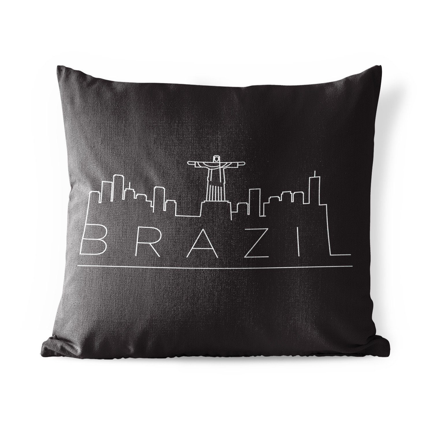 Stadtbild Kissenhülle, Kissenbezüge, Dekokissenbezug, Dekokissen Outdoor MuchoWow schwarzem "Brasilien" mit Hintergrund, Dekokissen,