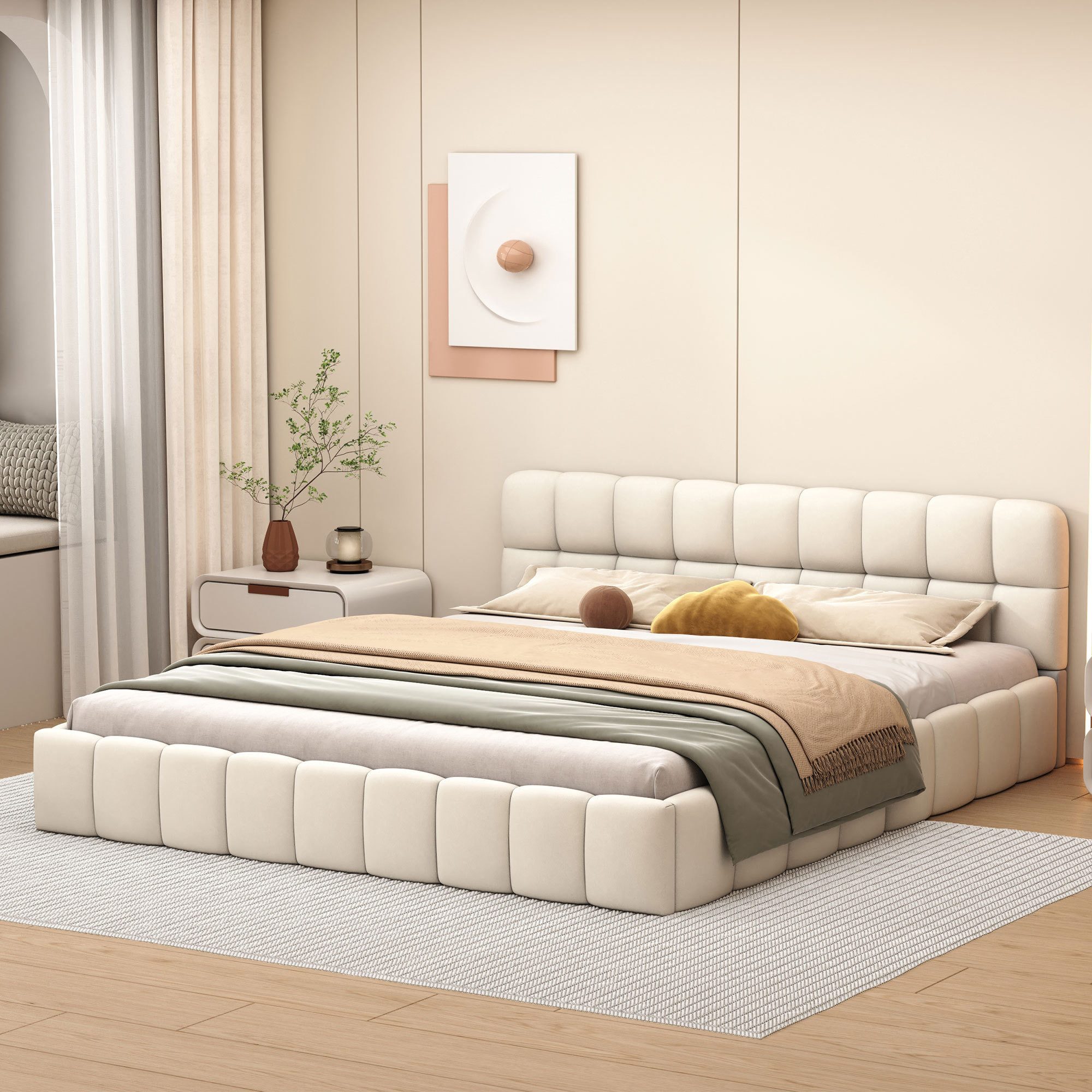 PXloue Polsterbett Doppelbett Jugendbett (ohne Matratze), (Futonbett), Mit günstig online kaufen