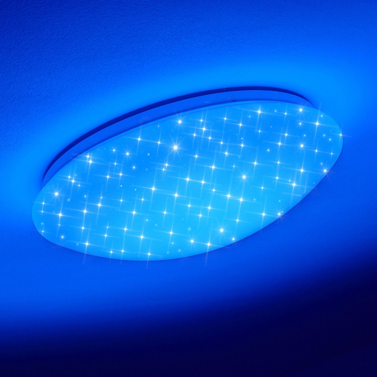 RGB Nachtlichtfunktion RGB Deckenlampe hofstein und runde dimmbar »Ovaro« Deckenleuchte Kelvin, Fernbedienung, mit Farbwechsler Glitzereffekt, Sternenhimmeloptik,