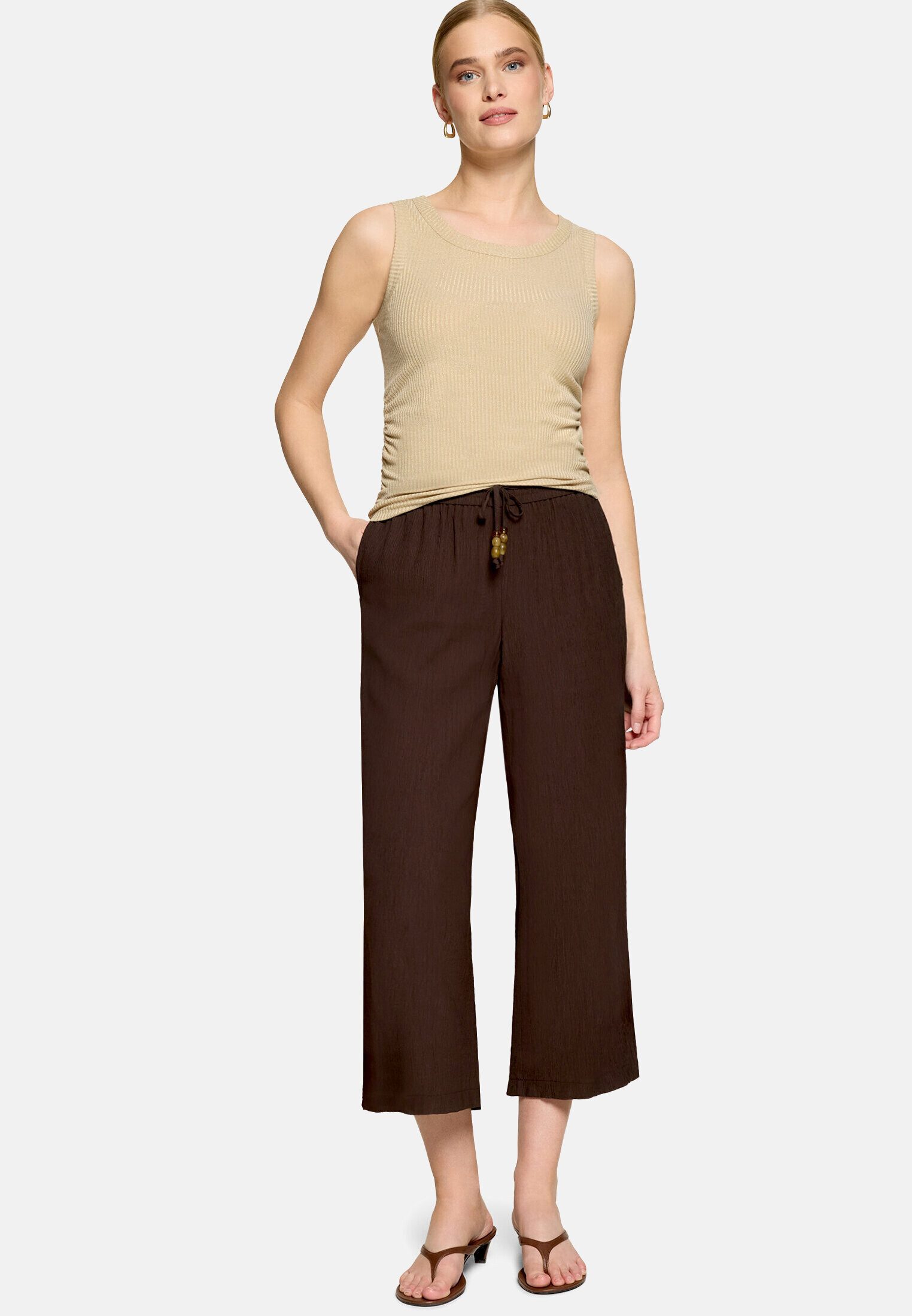 Zero Stoffhose Damen mit Bindegürtel Gürtel