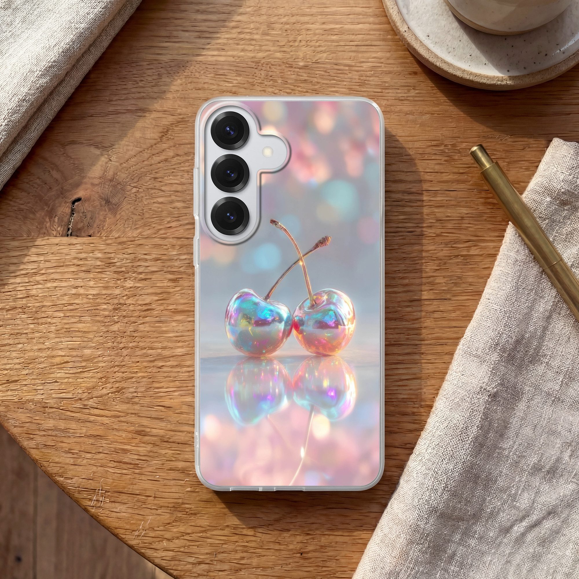 MuchoWow Handyhülle für Samsung Galaxy S26 Kirsche - Glänzend - Regenbogenfarbe, Handy Case, Silikon, Bumper Case Dünn – Bild 2 von 5