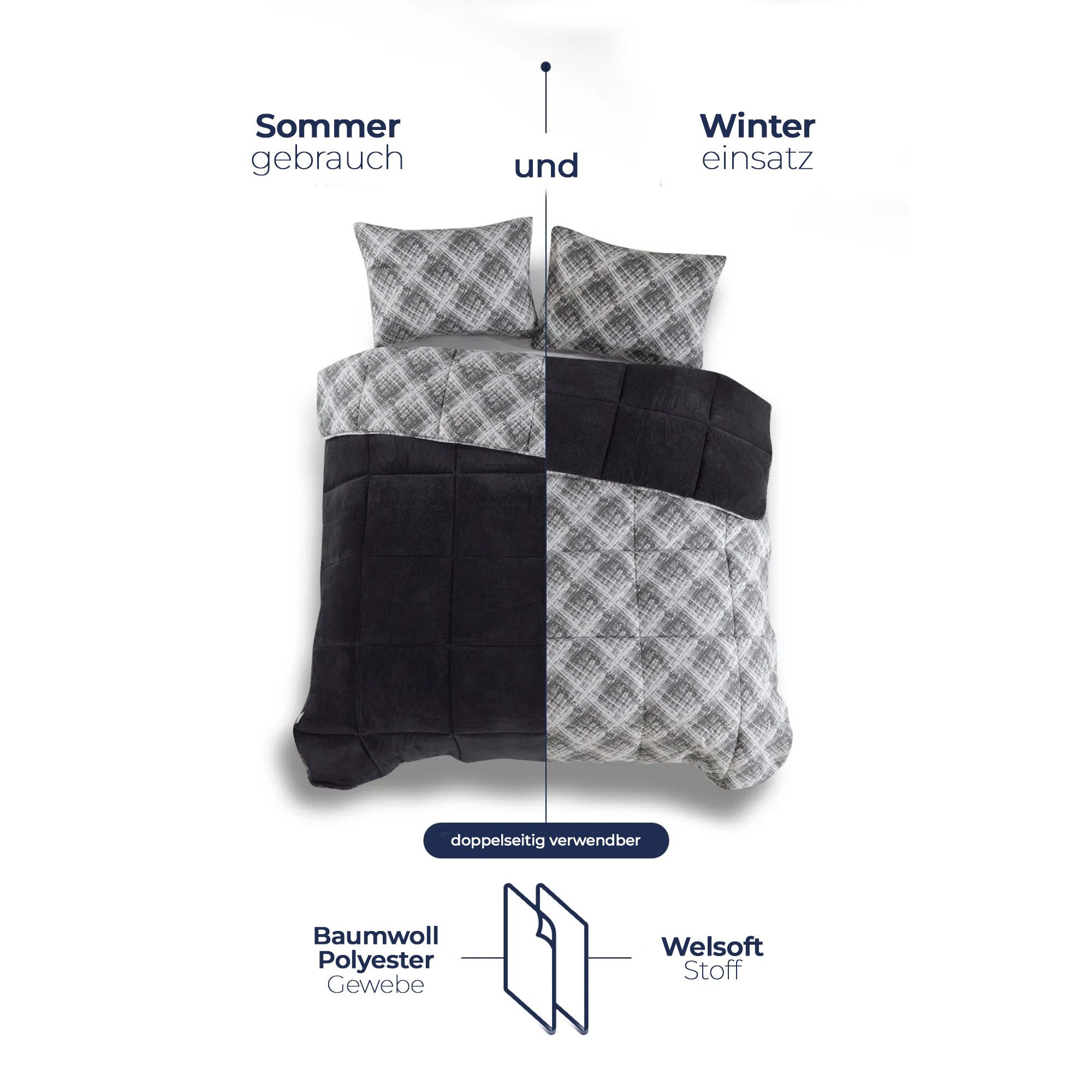 Nordic Schiller 4-Jahreszeitenbett Welsoft Doppelseitiges Bettdecke, Füllung: 300 g/m2 Original-Silikonfaser-Füllung, (ohne Kissenbezüge)