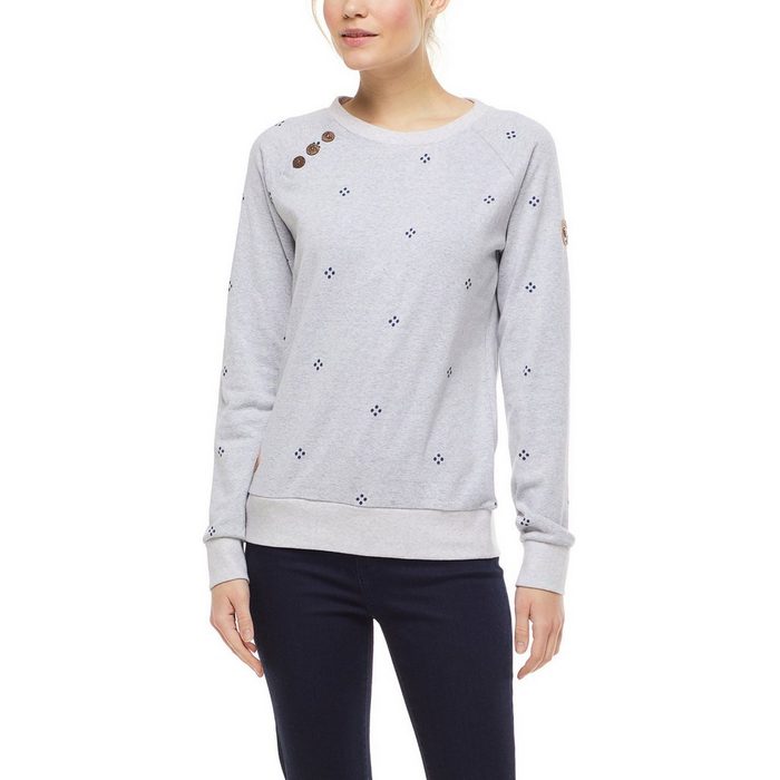 Ragwear Sweater Ragwear Damen Sweater DARIA DOTS 2121-30005 White 7000 Grau