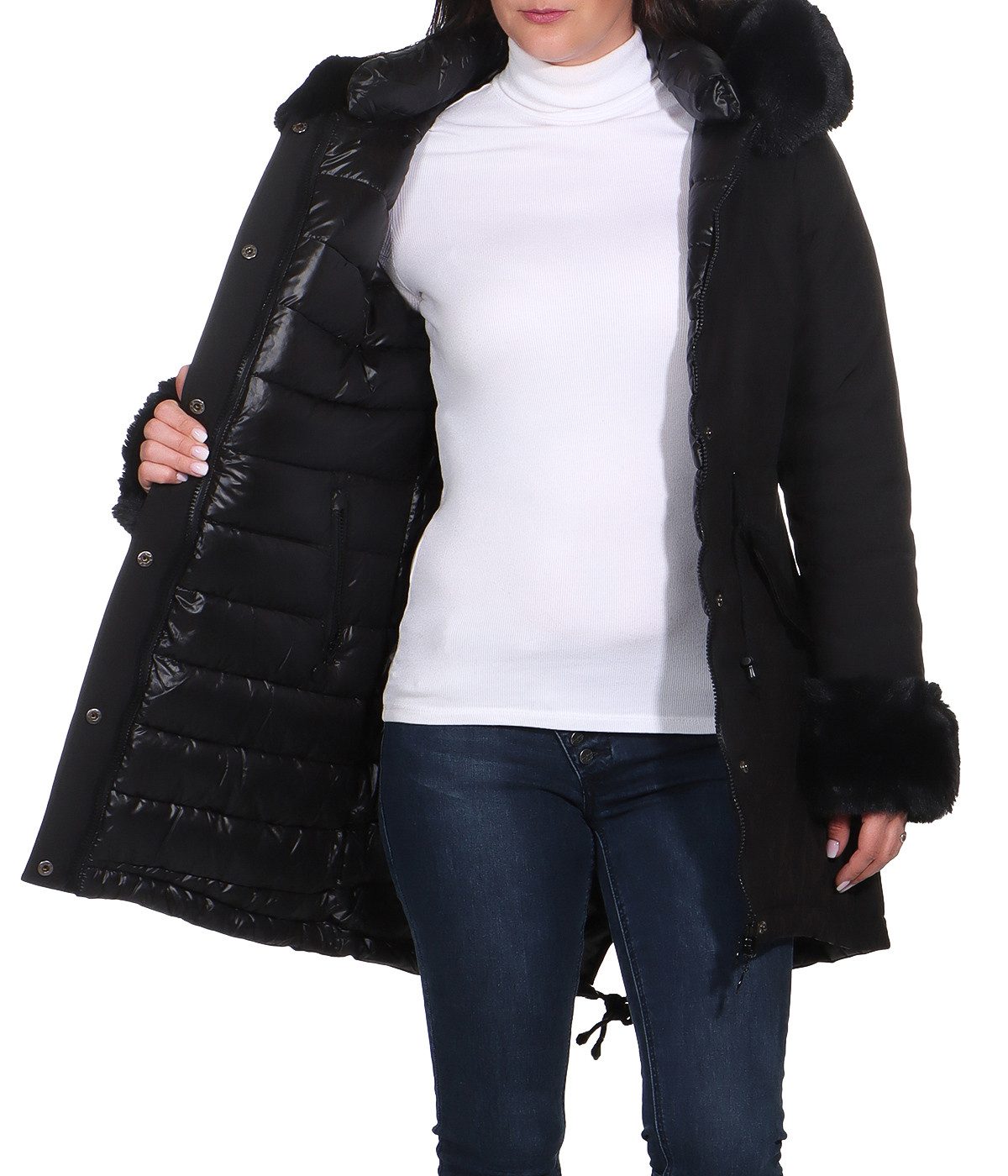 Wendejacke Damen Steppjacke warme Outdoor Wendejacke