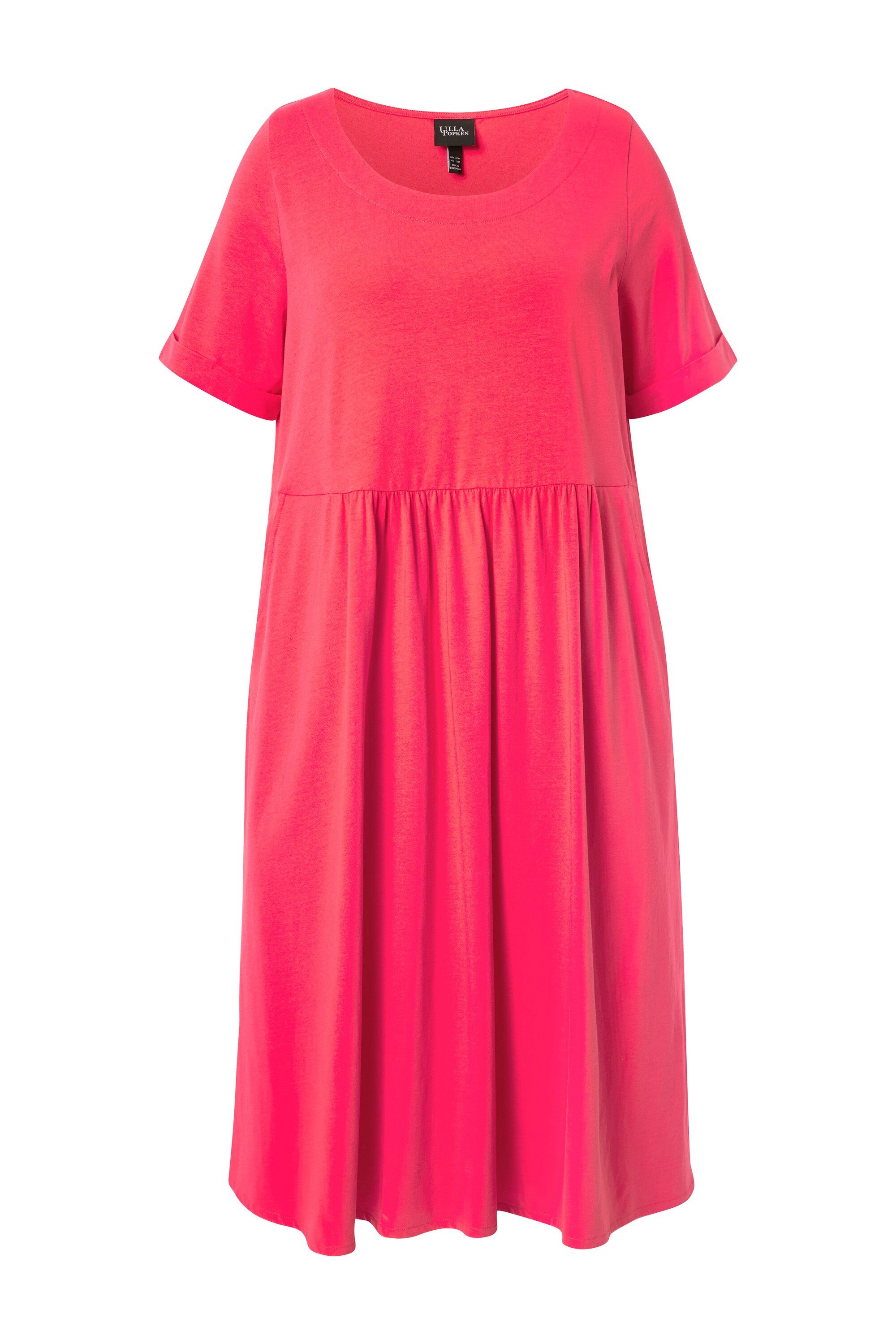 Ulla Popken Midikleid Jersey-Midikleid A-Linie Rundhals Halbarm